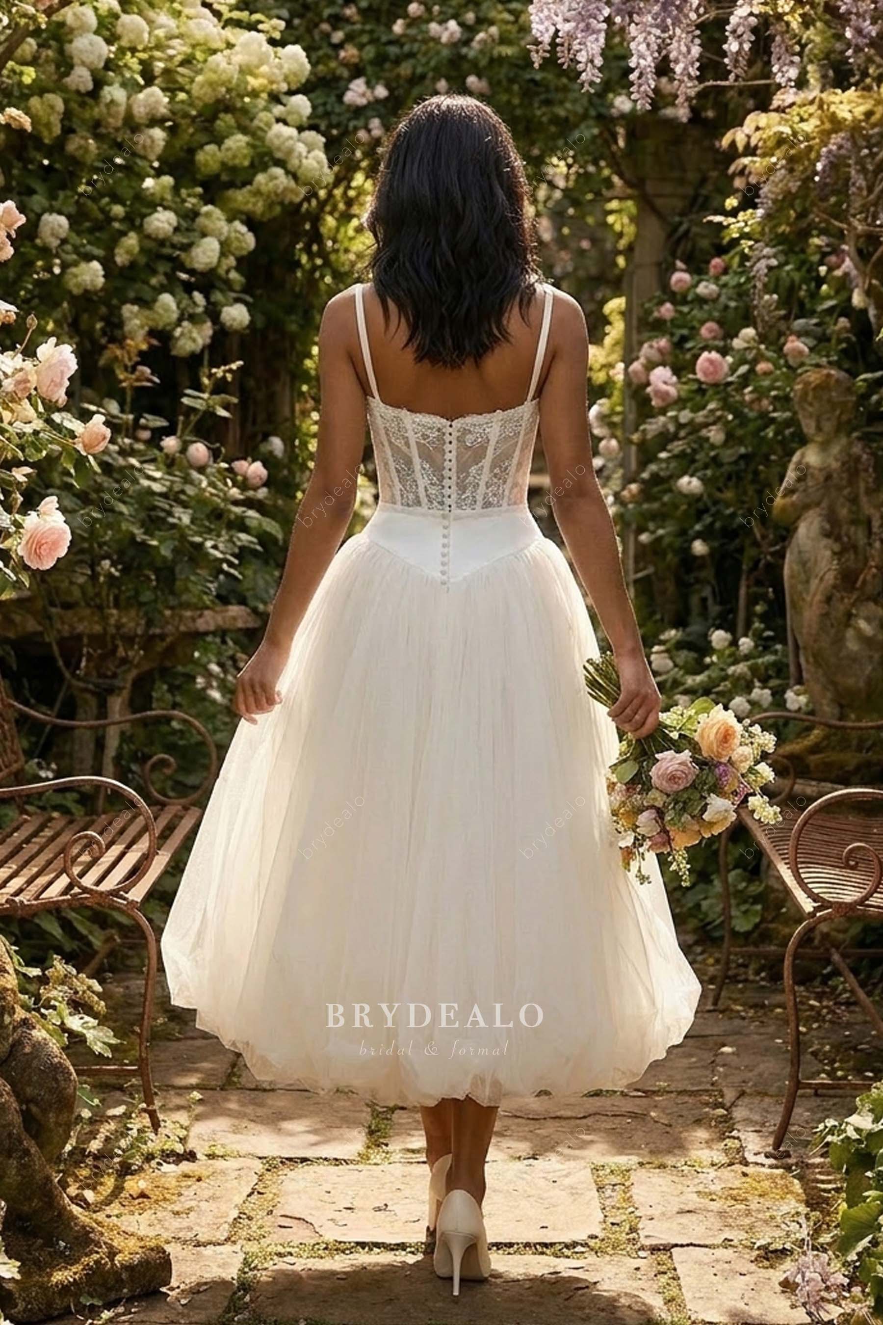 lace corset short wedding dress