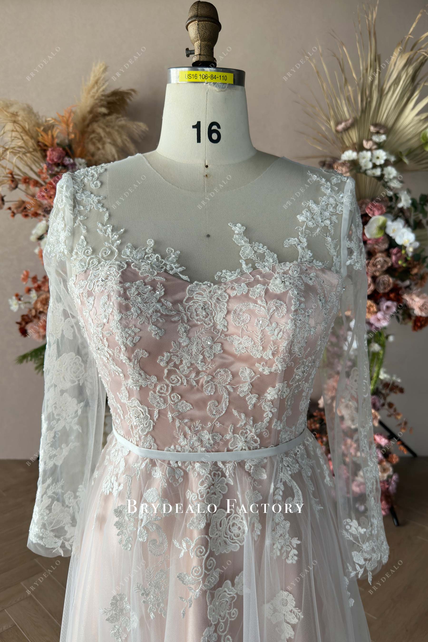 Custom Long Sleeves Wedding Dress