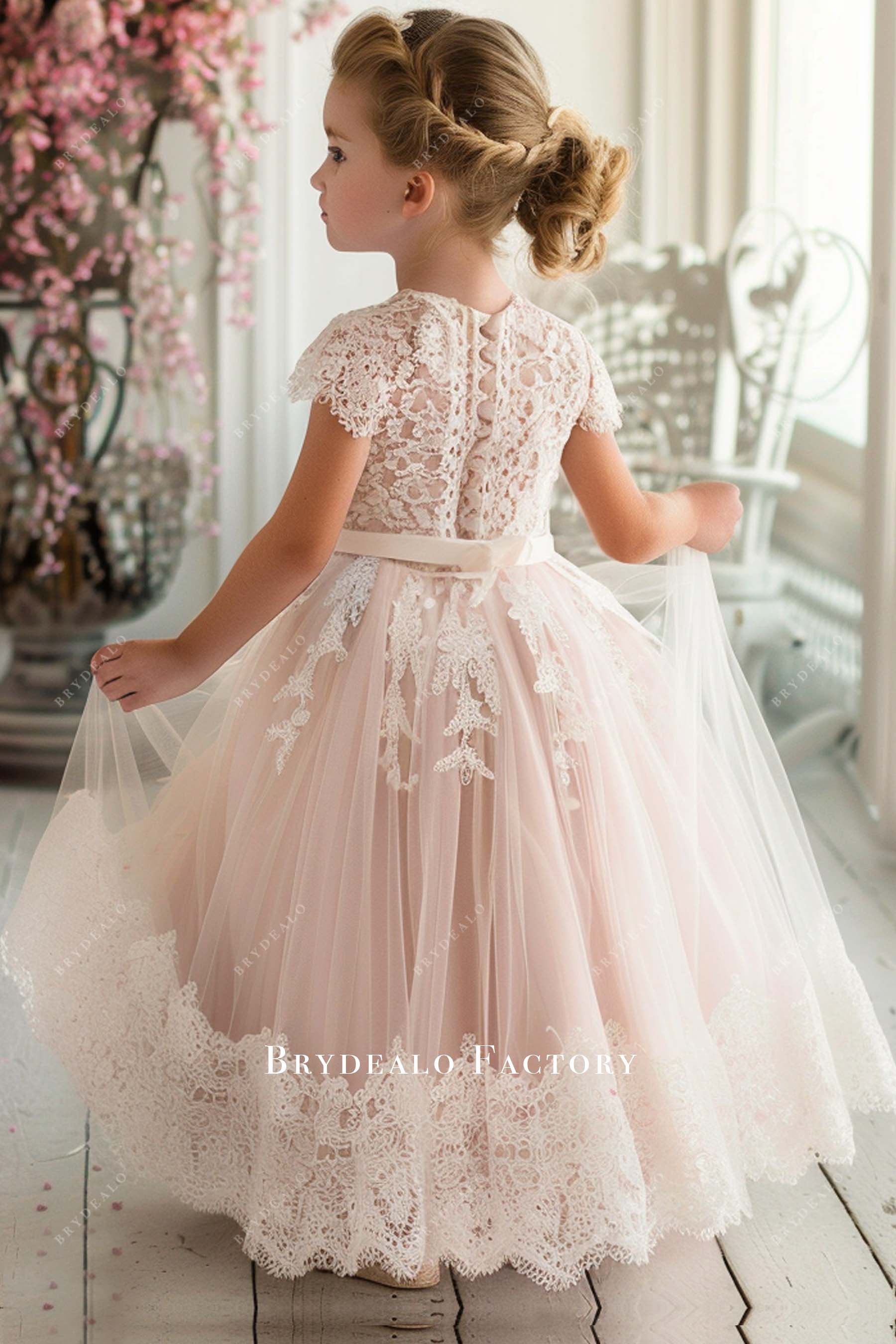 Pearl pink flower girl dress online