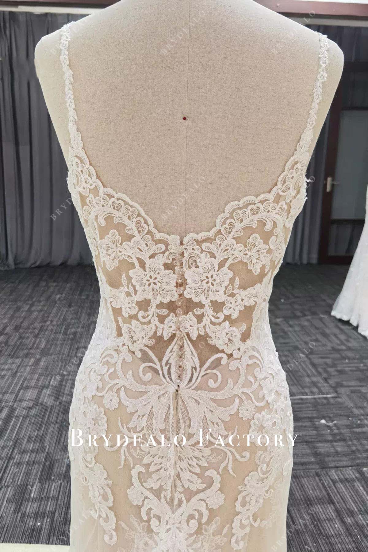 lace illusion back mermaid wedding dress