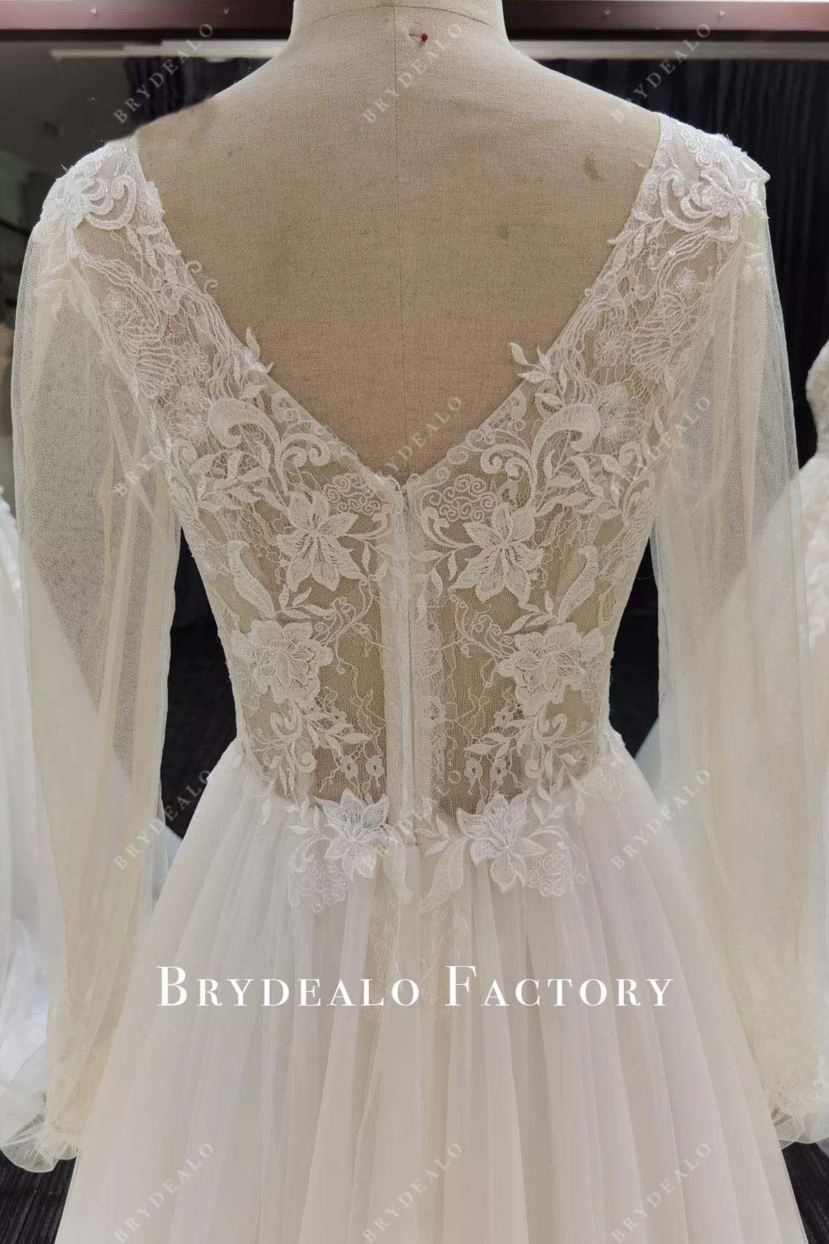 lace illusion back wedding dress