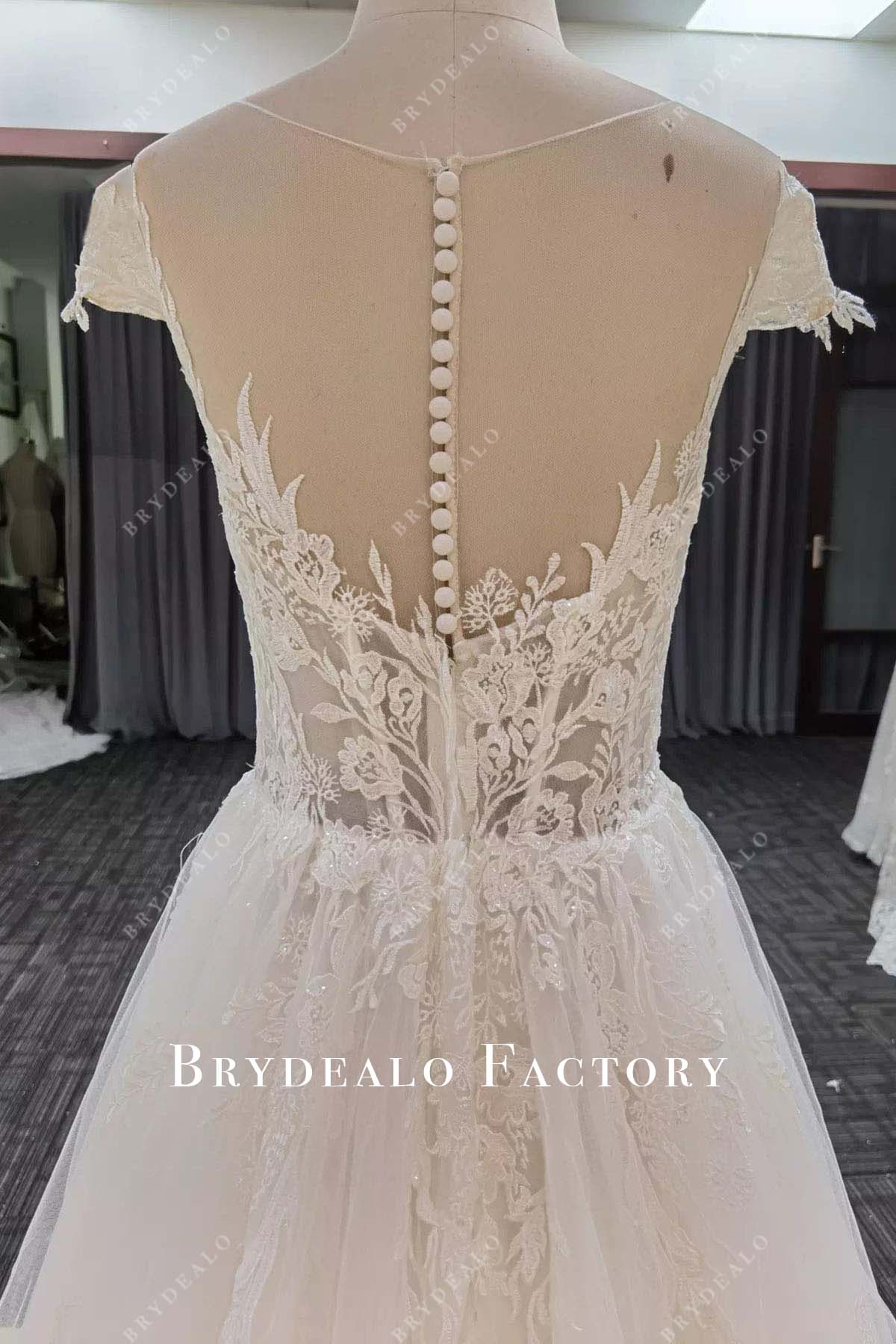 lace illusion back wedding dress