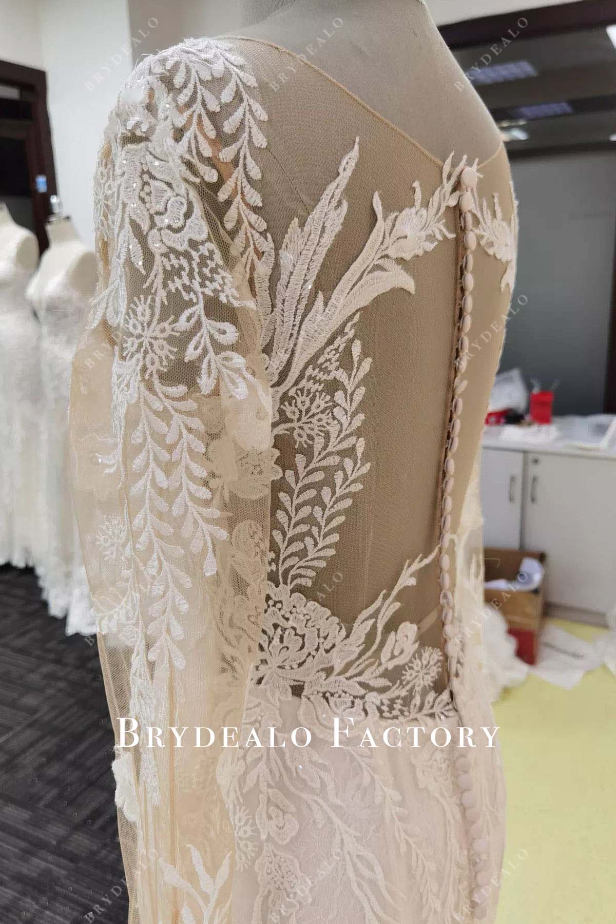 lace illusion sleeves wedding dress