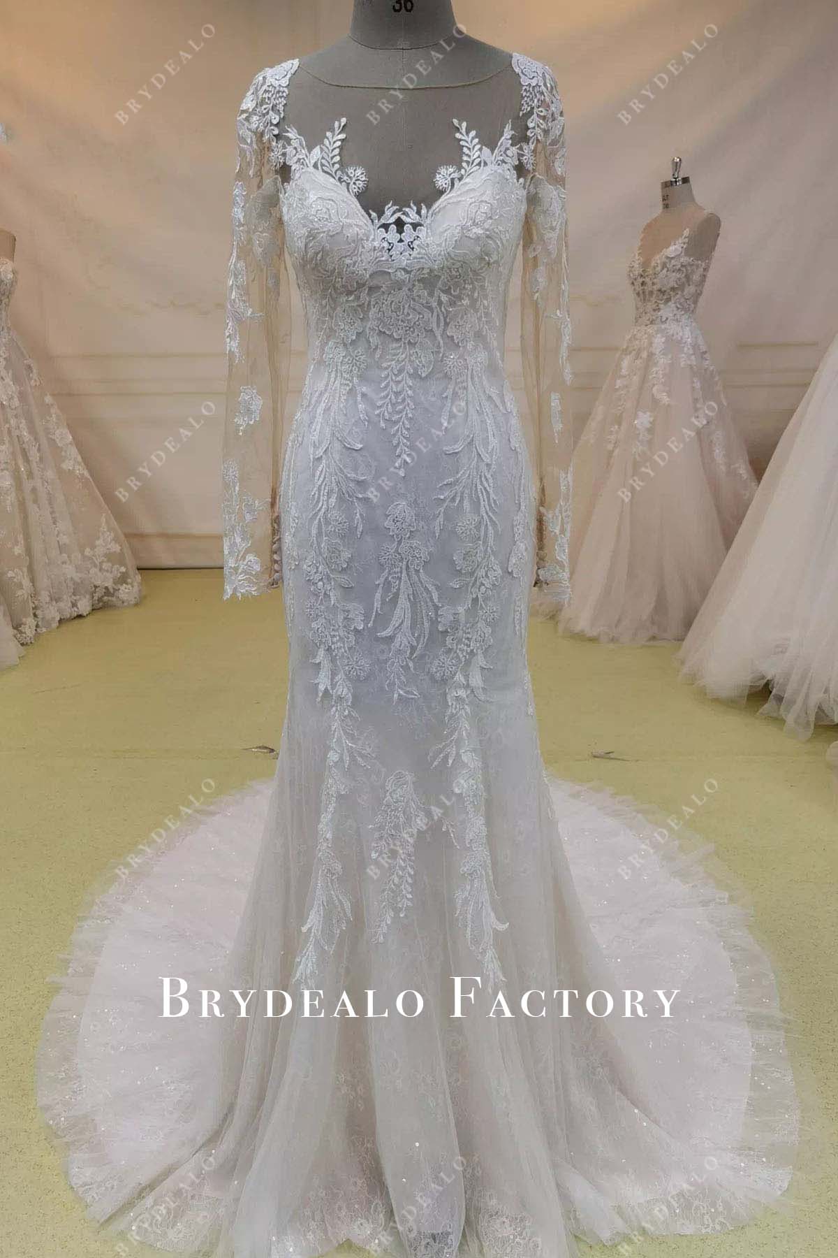lace long sleeves wedding dress