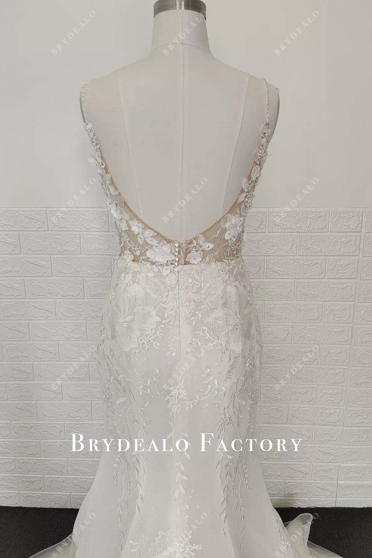 lace low back mermaid wedding dress