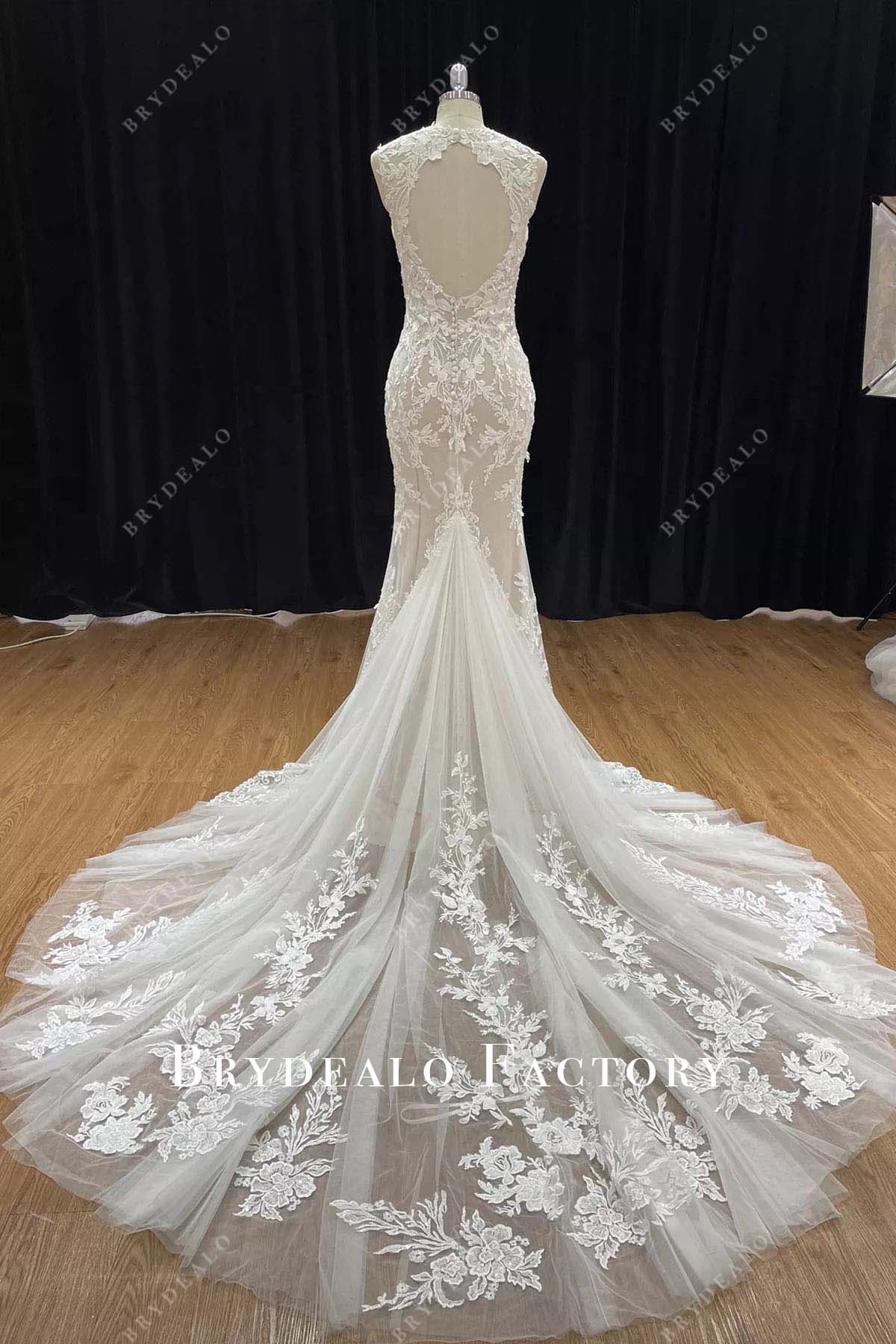 lace mermaid chapel train wedding dress