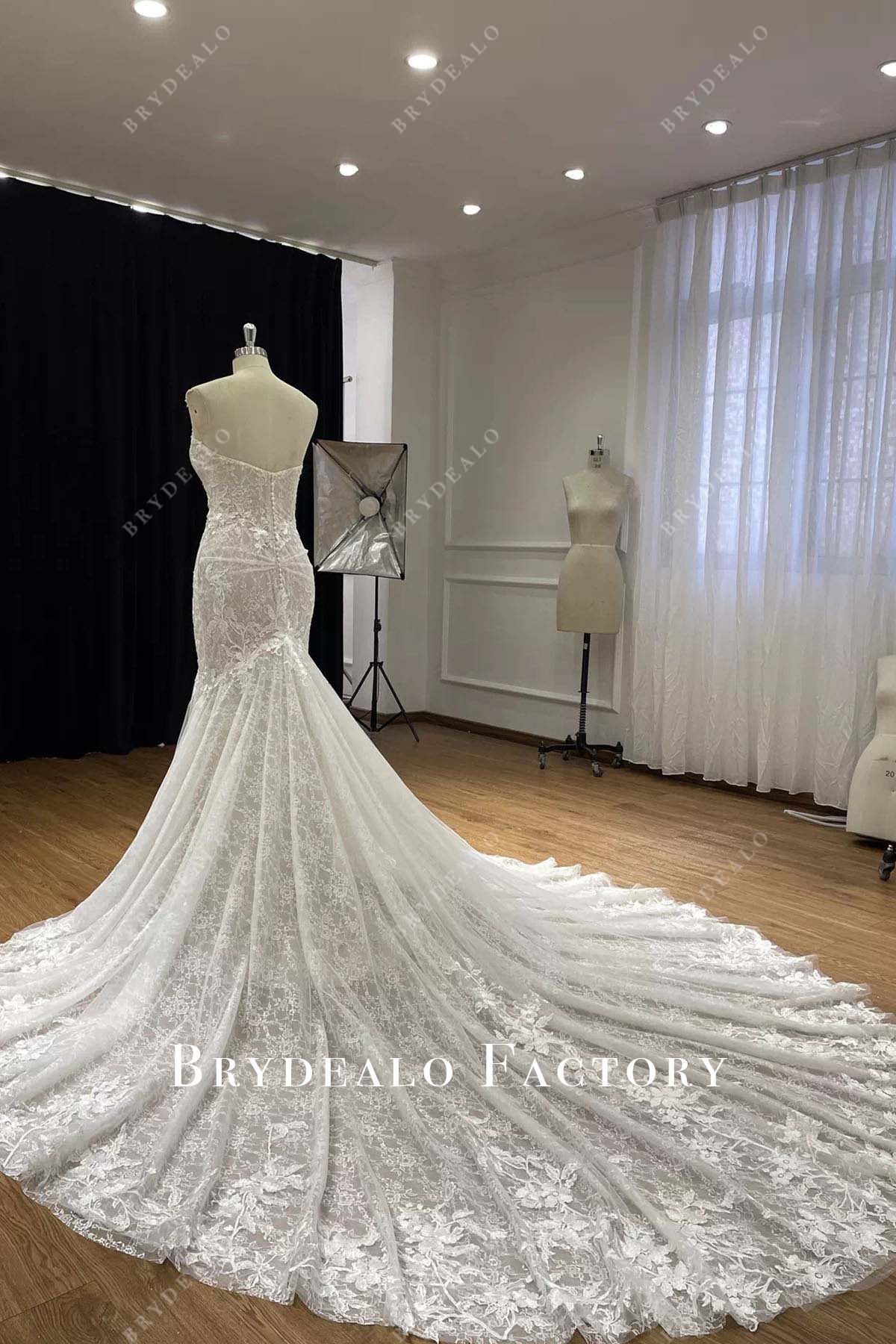 lace mermaid chapel train wedding dress