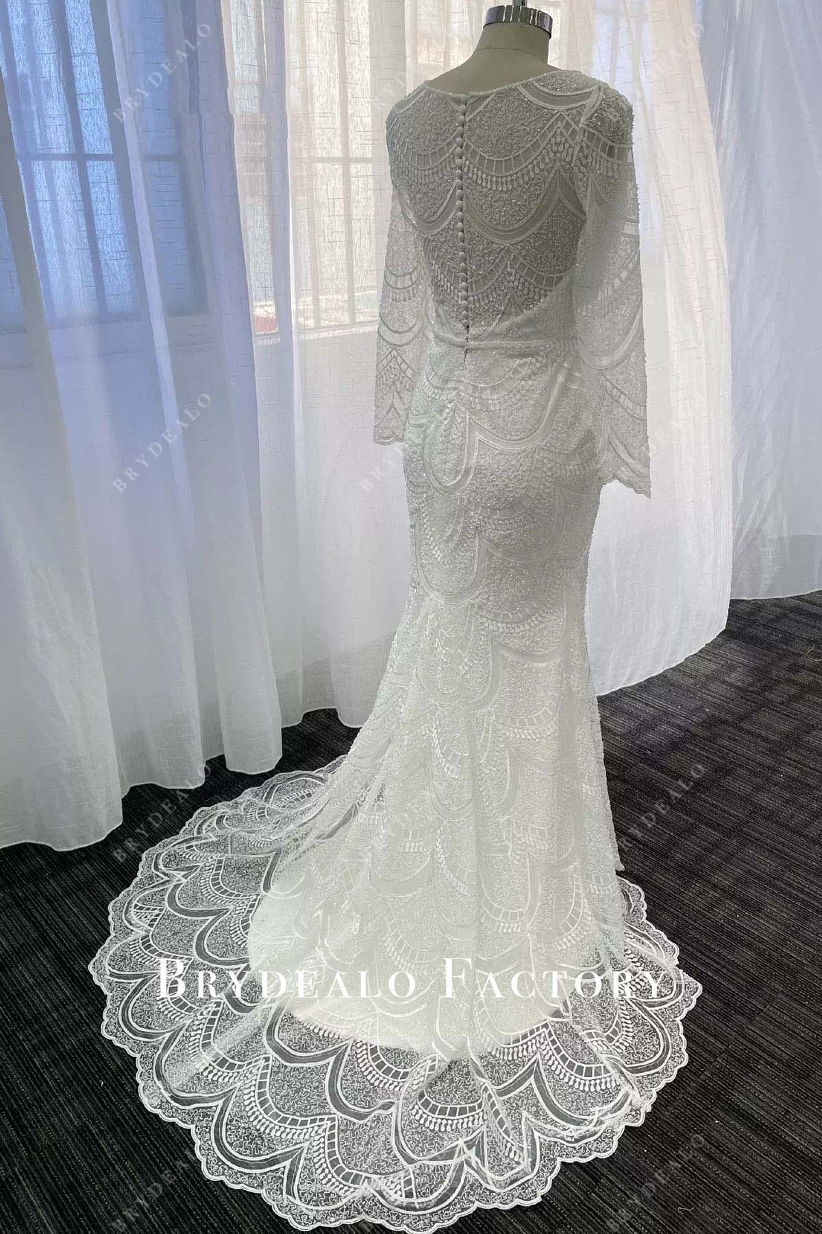 lace mermaid court train wedding dress