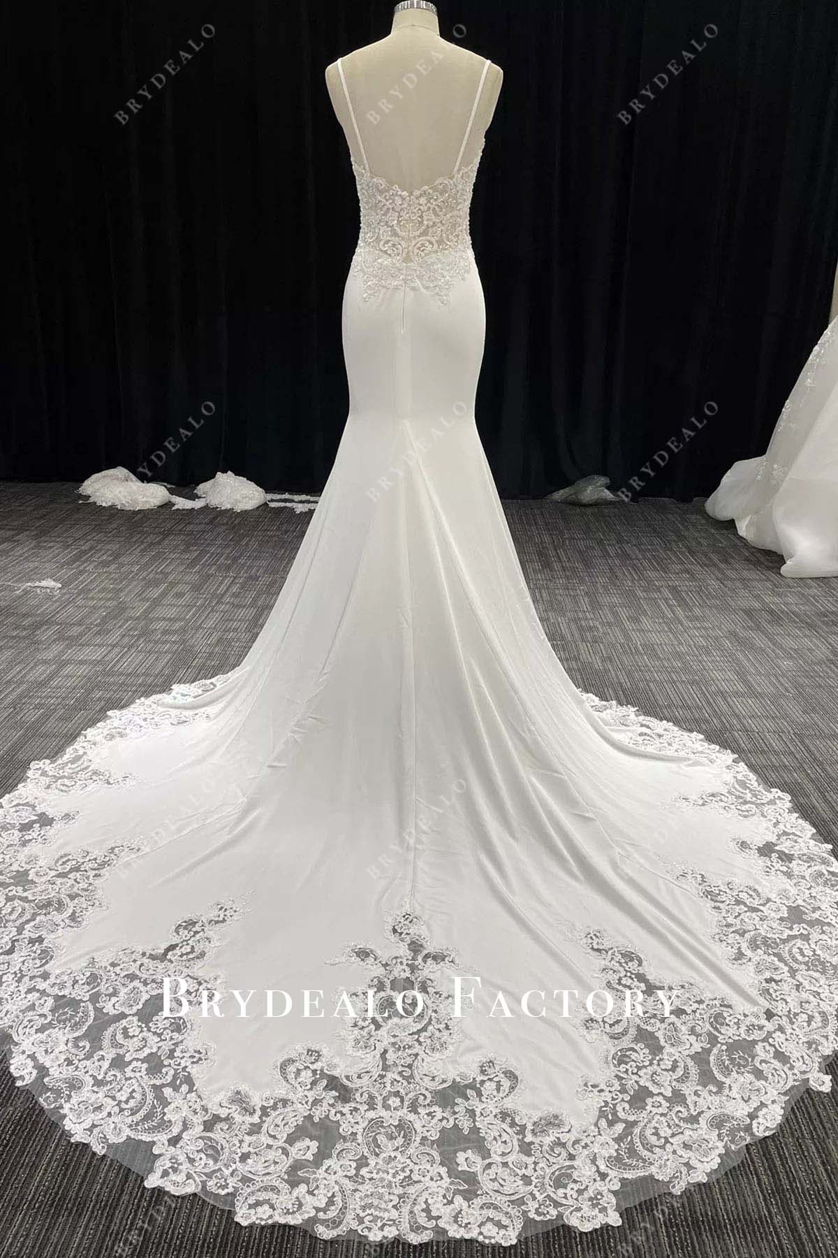 lace mermaid court train wedding dress