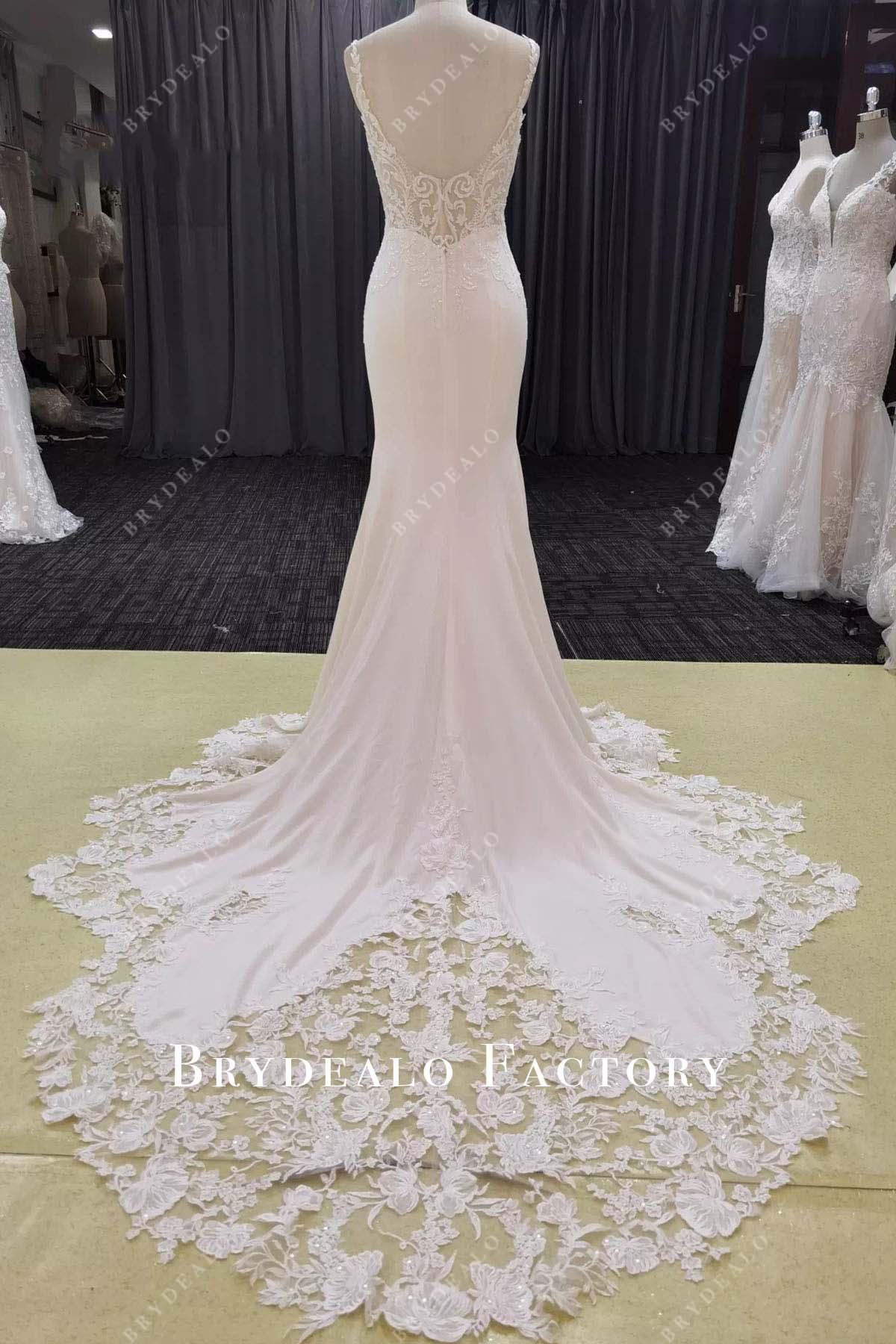 lace mermaid court train wedding dress