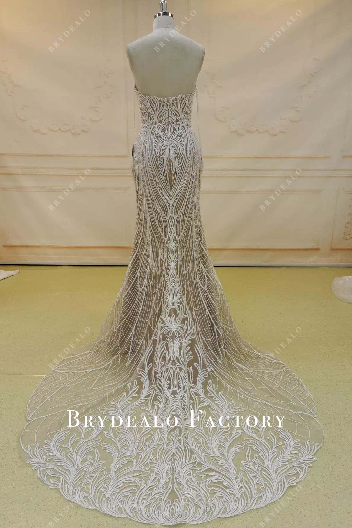 lace mermaid court train wedding dress