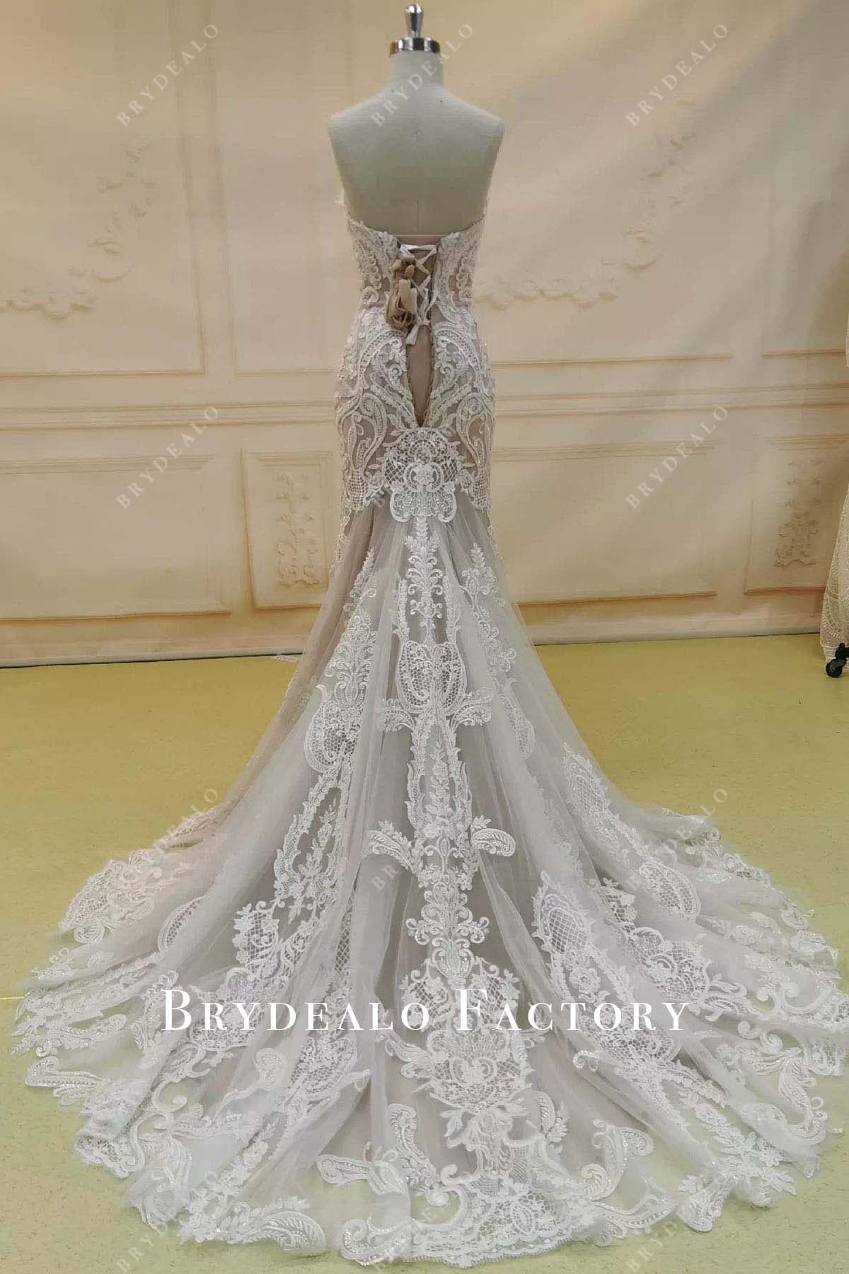 lace mermaid court train wedding dress