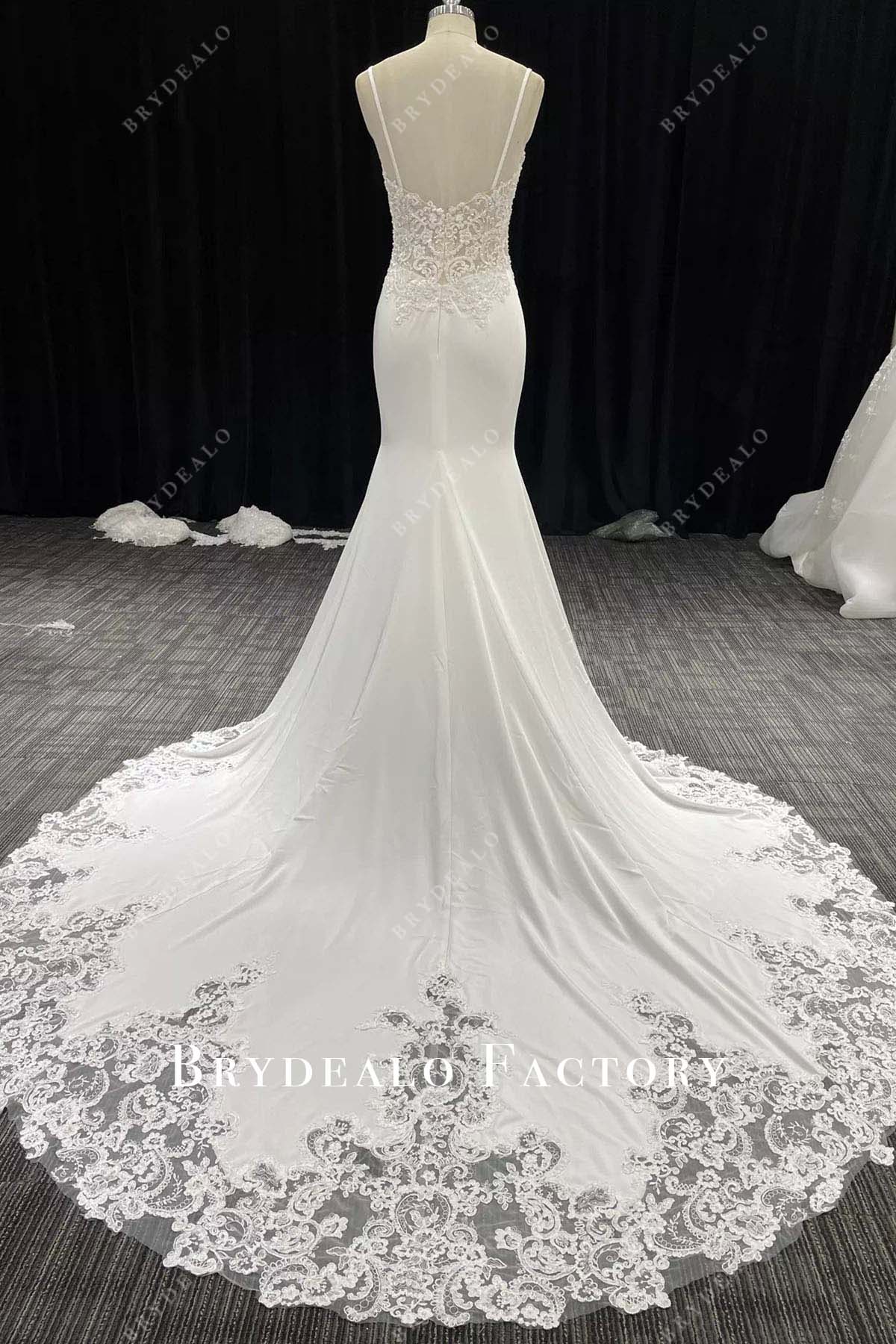 lace mermaid long train wedding dress