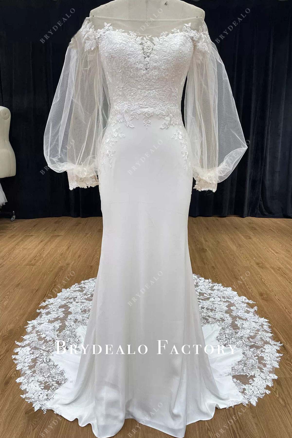 lace off shoulder mermaid wedding dress