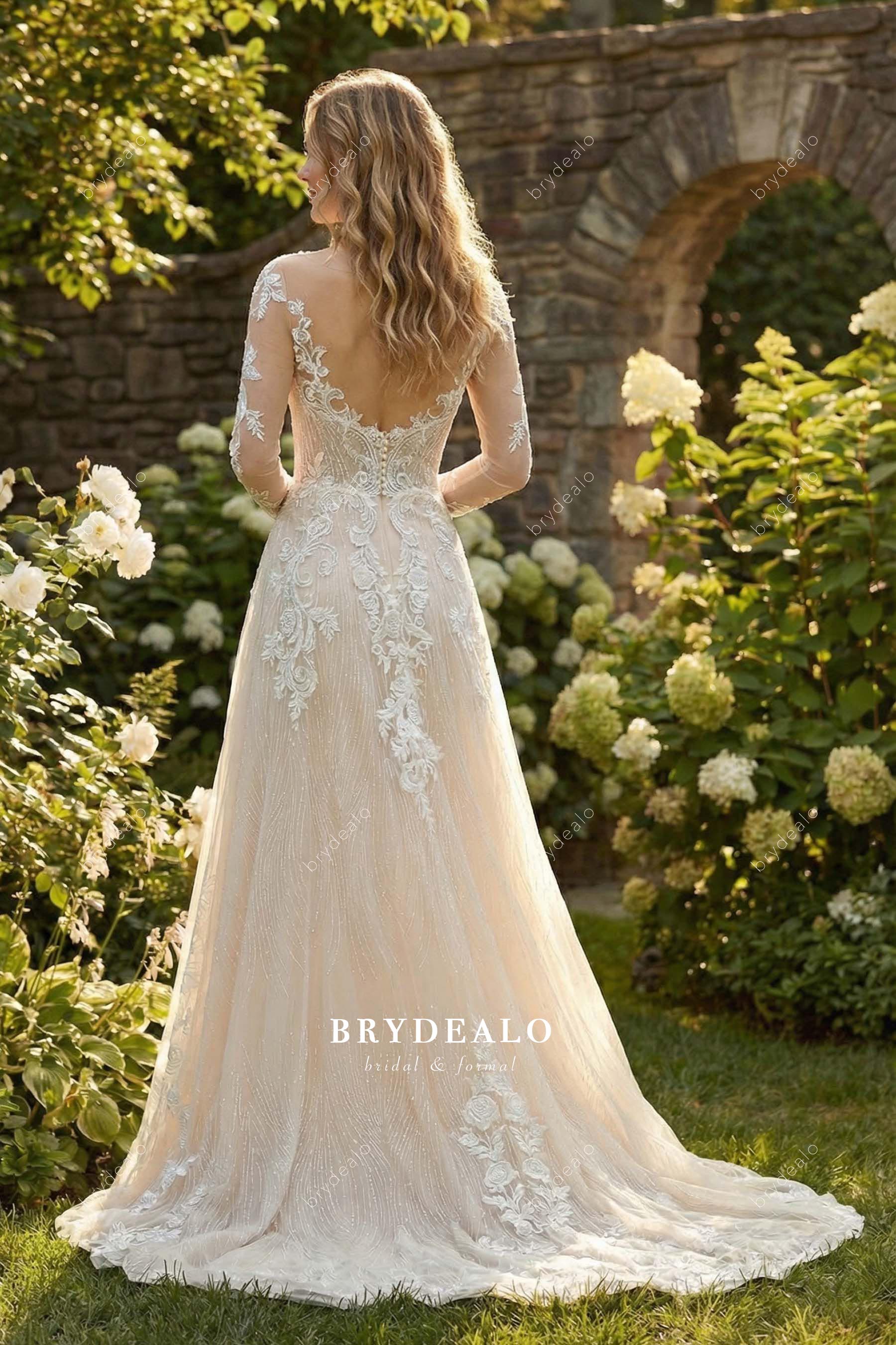 lace overskirt shimmery wedding dress