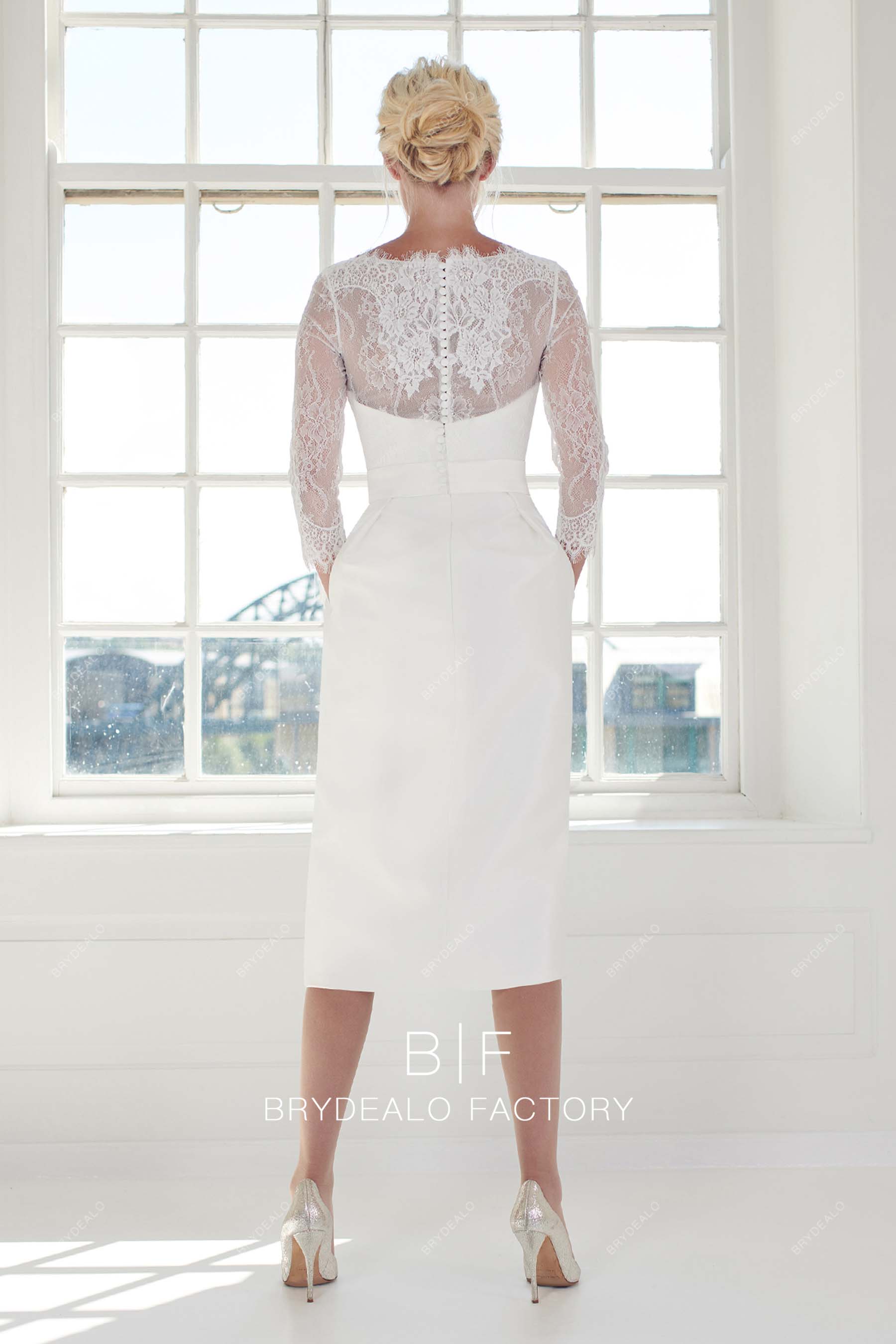 lace satin sheath bridal dress online
