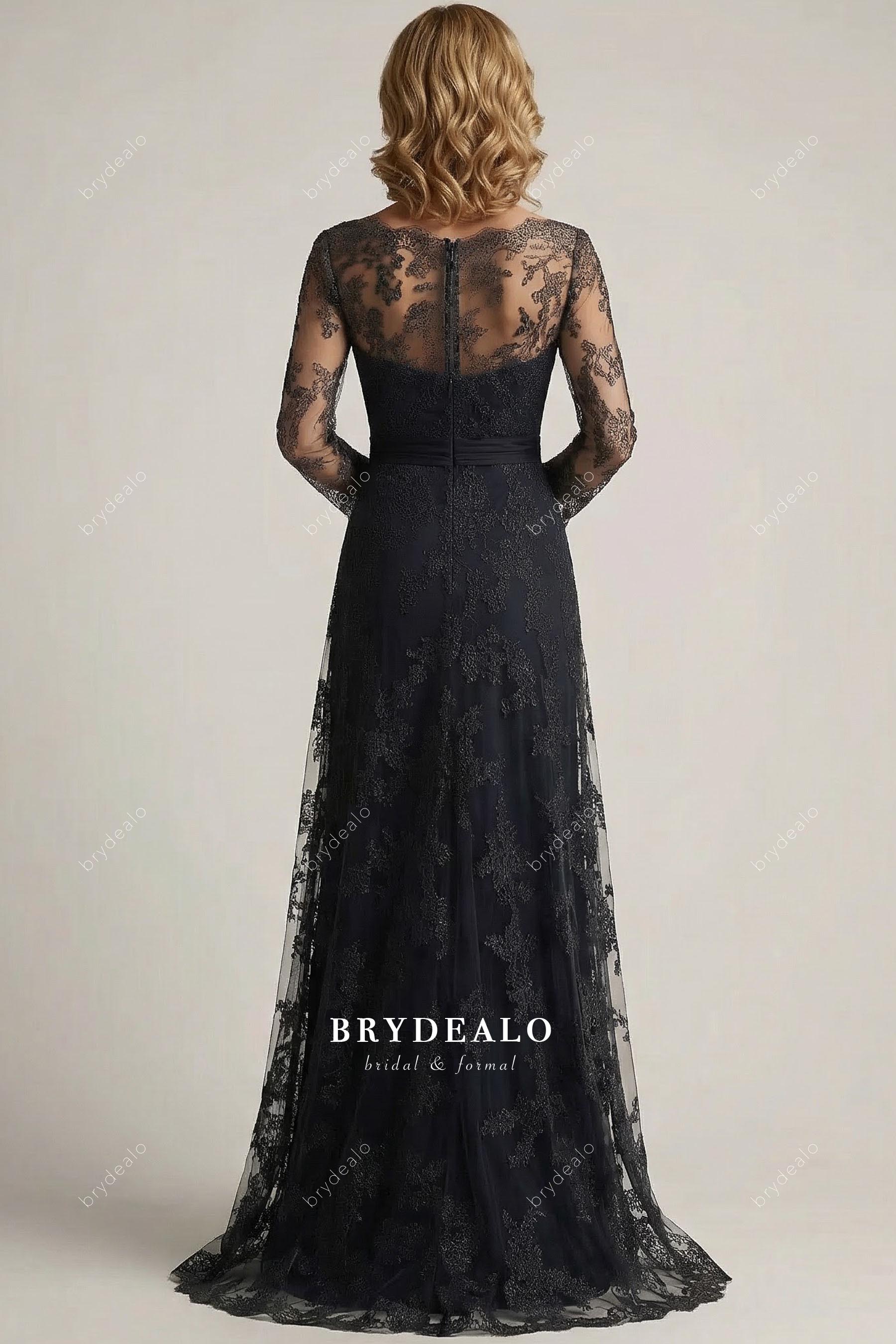 lace sleeved evening dress