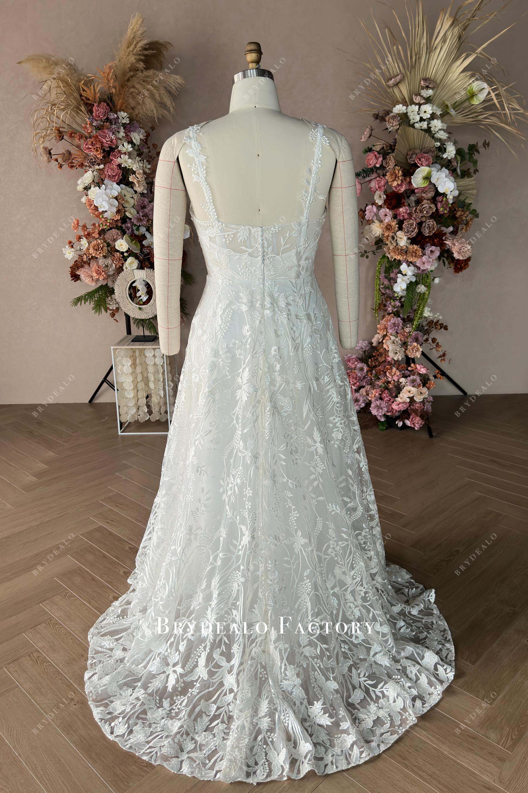 lace strap wedding dress