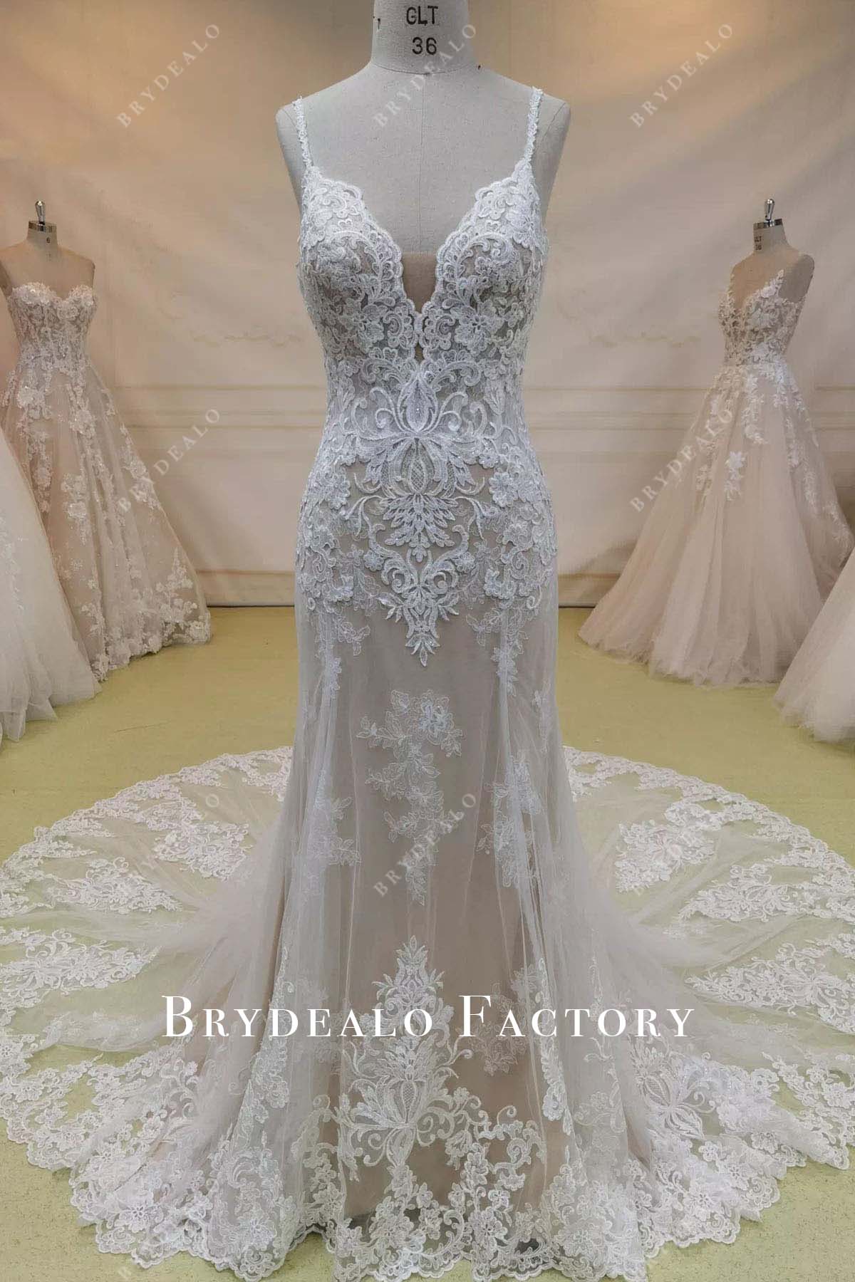 lace straps mermaid wedding dress
