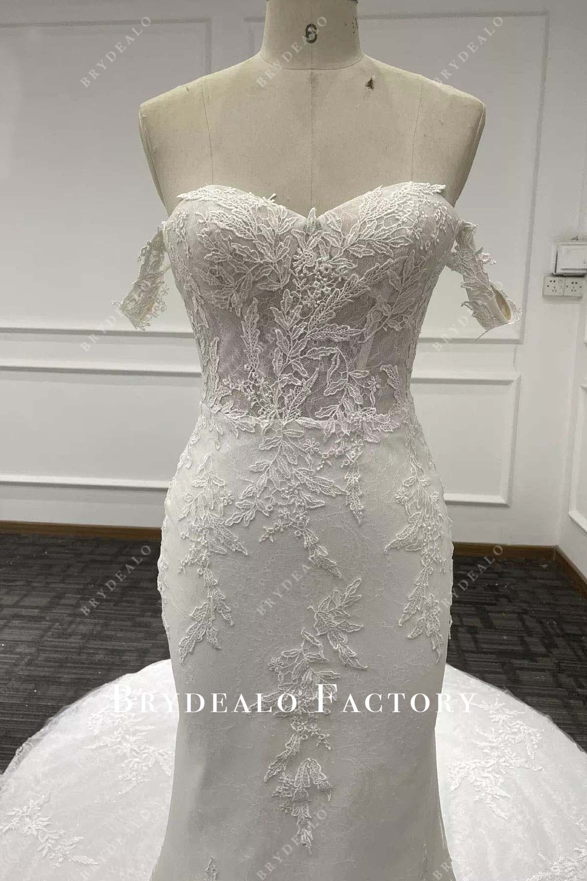 lace sweetheart neck mermaid wedding dress