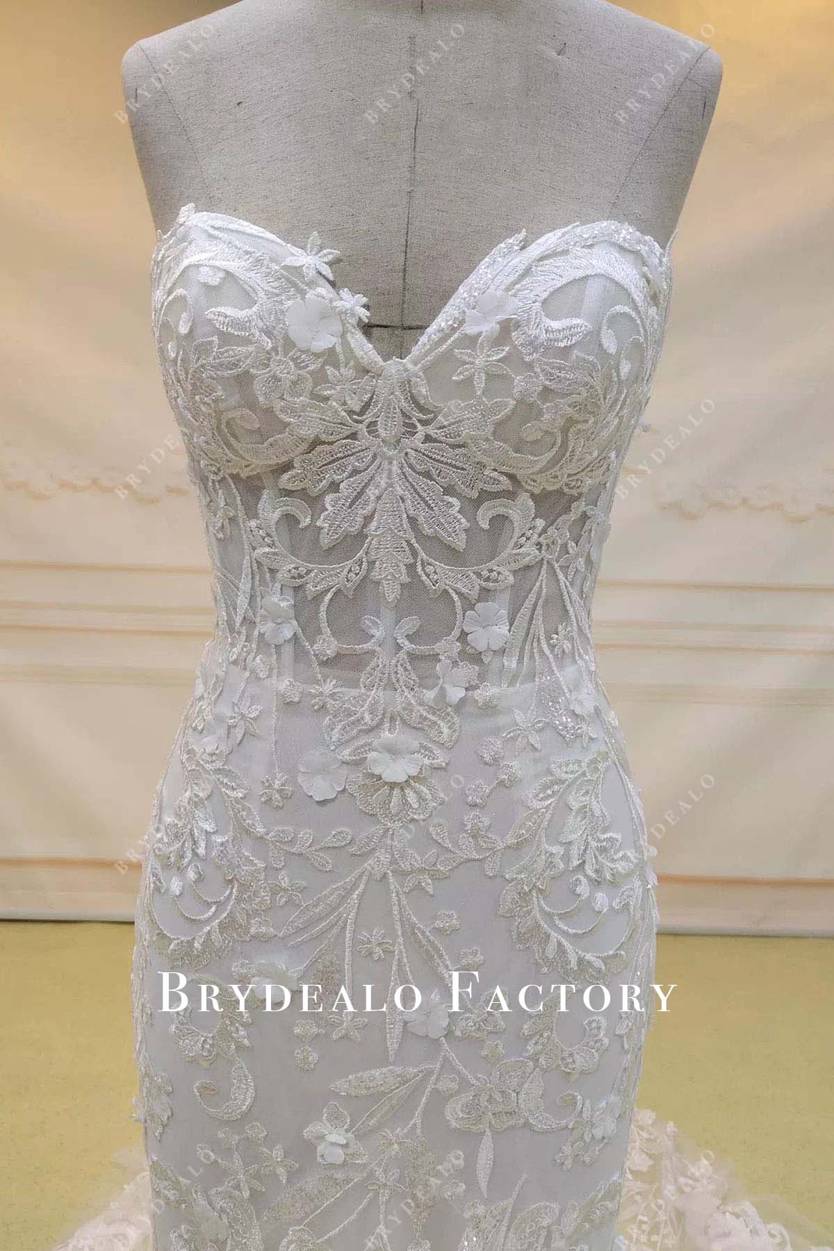 lace sweetheart neck mermaid wedding dress