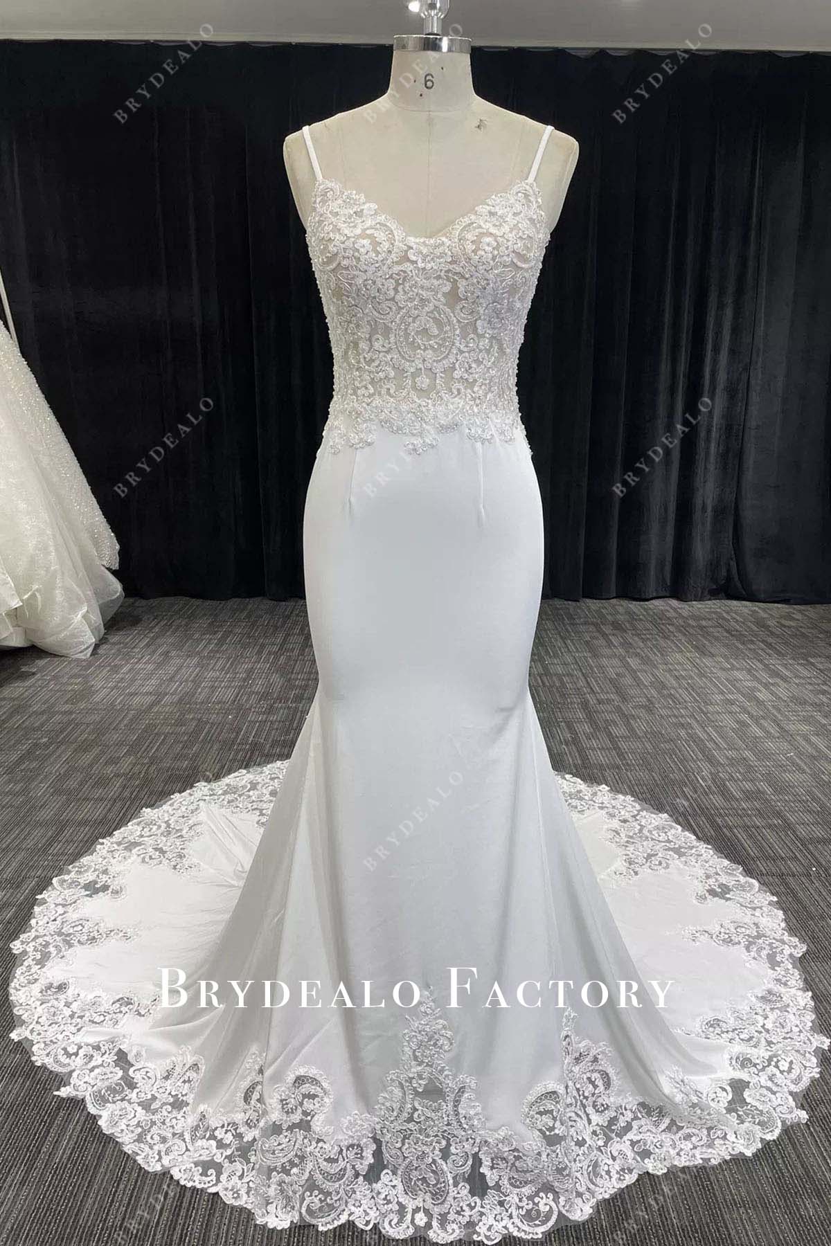 lace thin straps mermaid wedding dress
