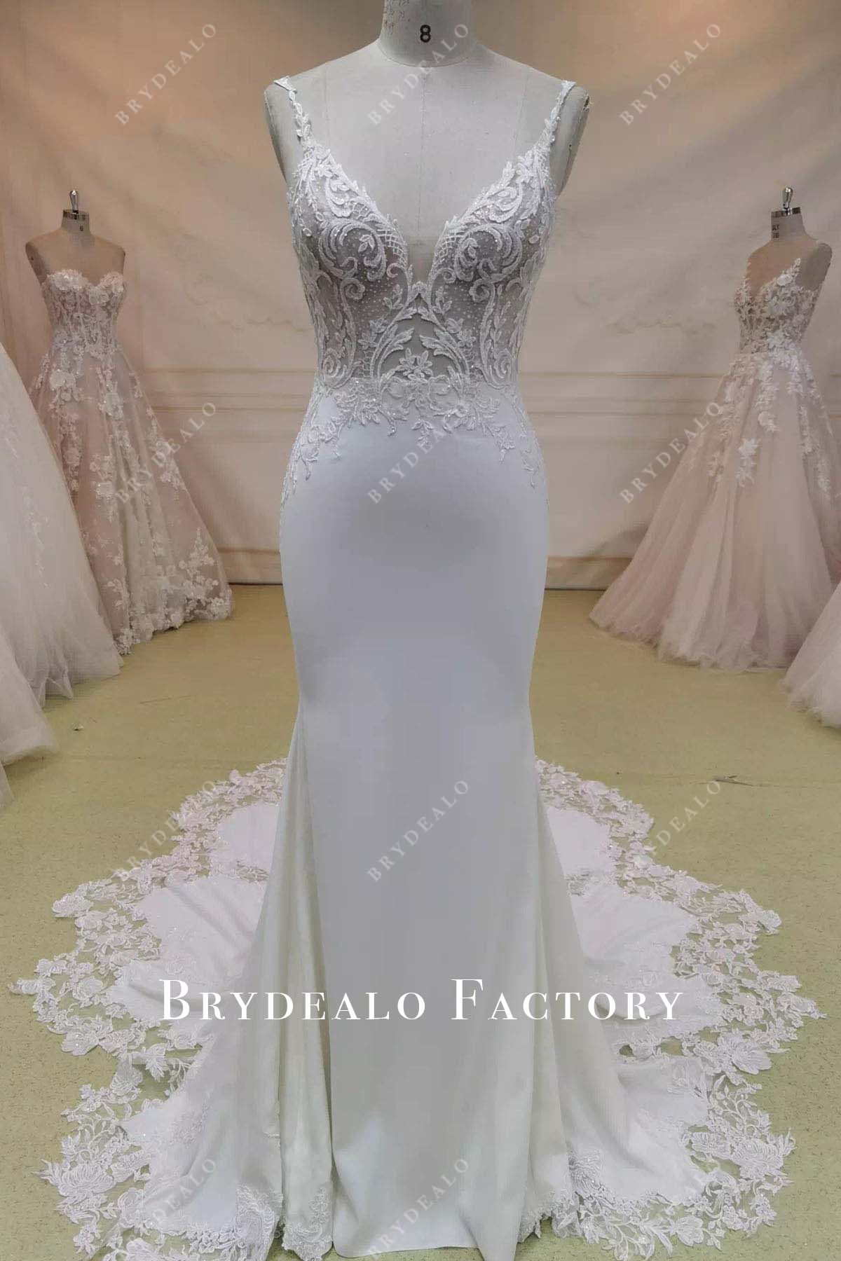 lace thin straps mermaid wedding dress