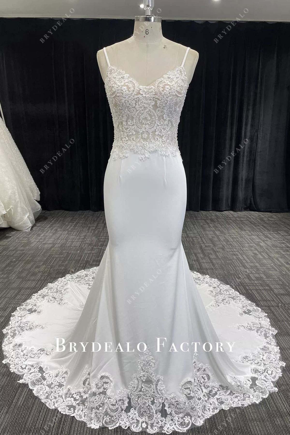 lace thin straps mermaid wedding dress