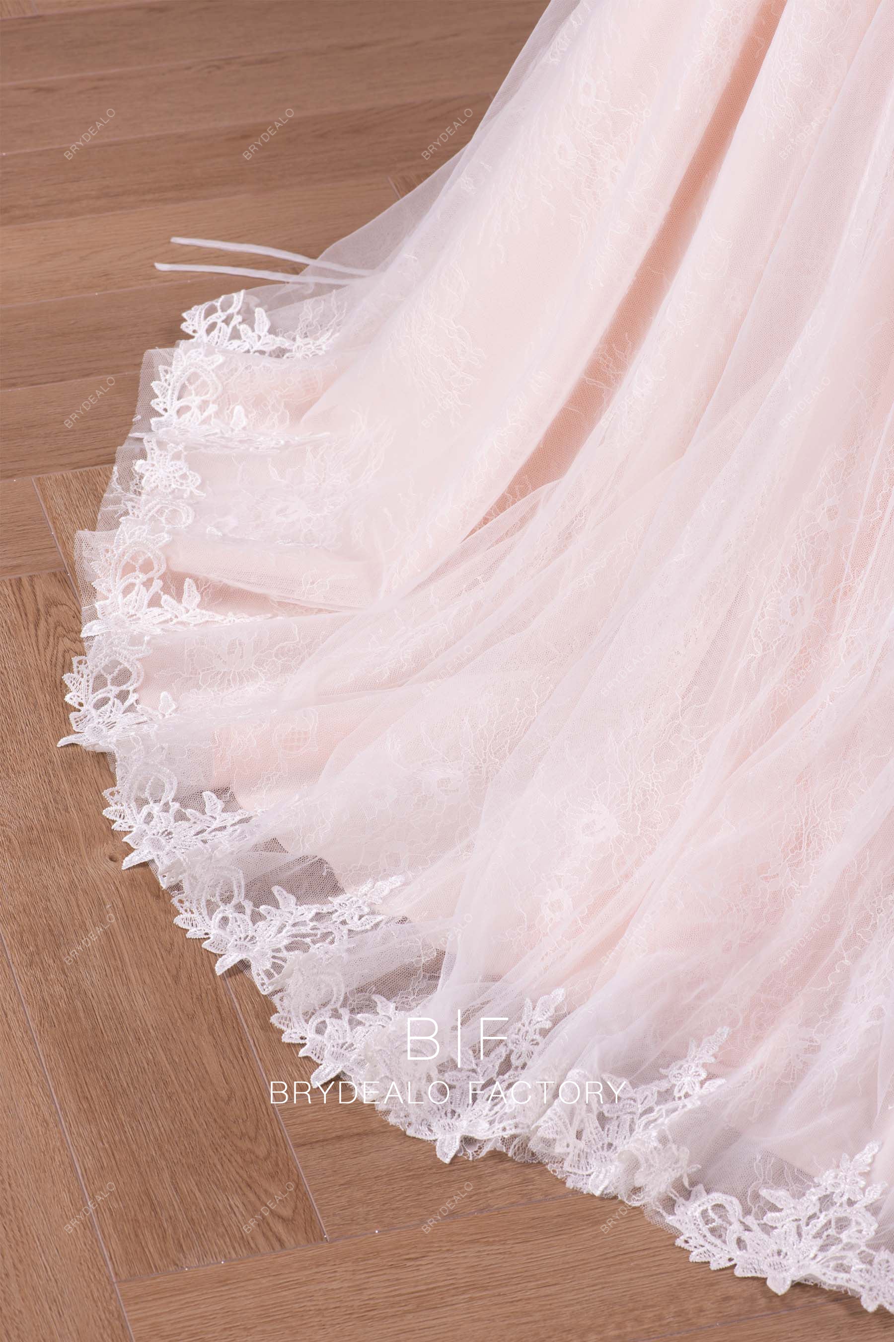 lace trim hem wedding dress