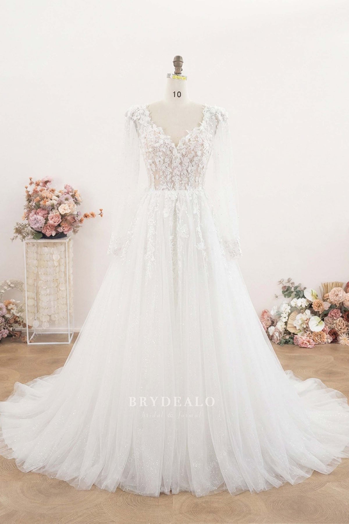lace tulle Aline wedding dress