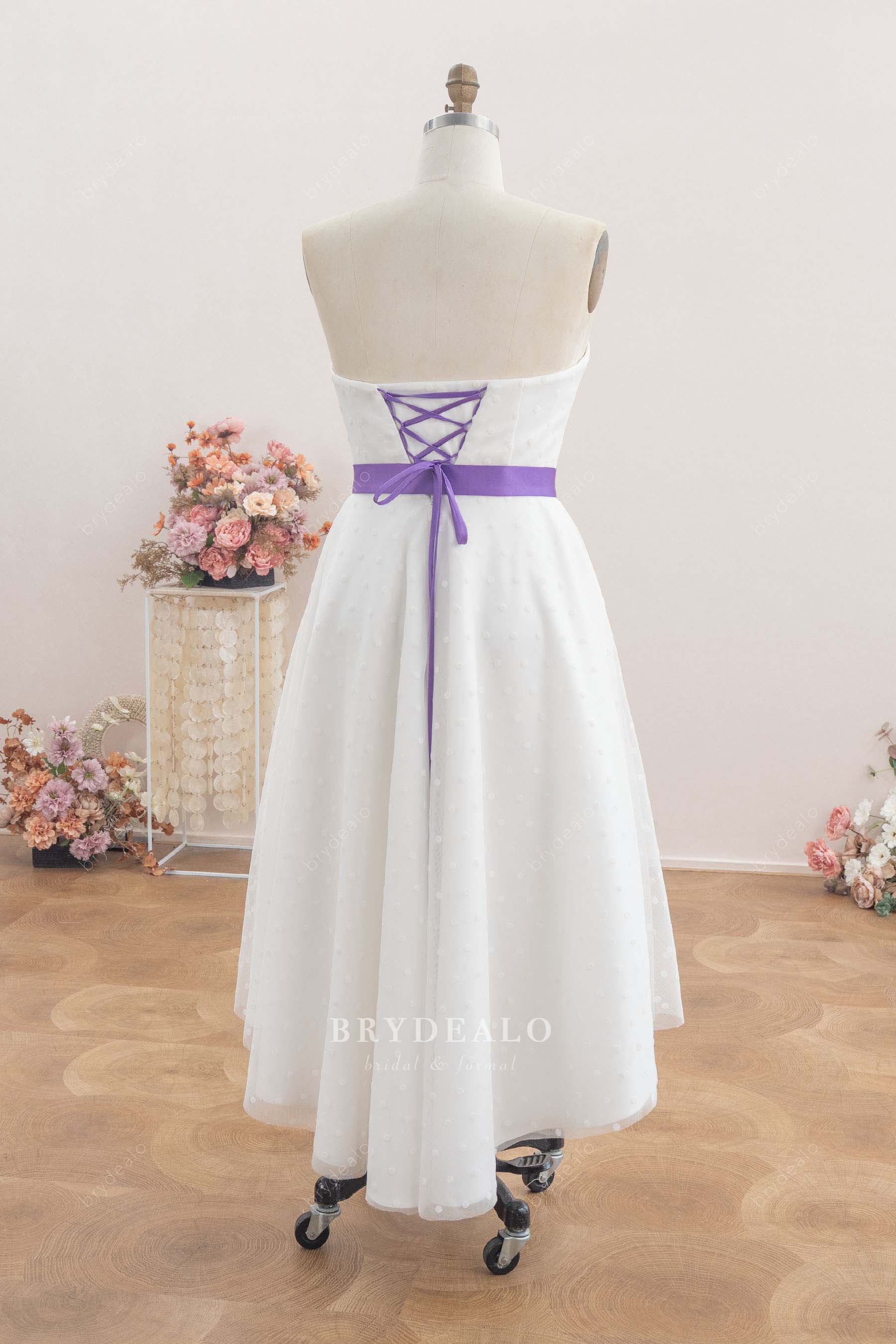 Retro Polka Dot Sweetheart Neck Tea Length Wedding Dress