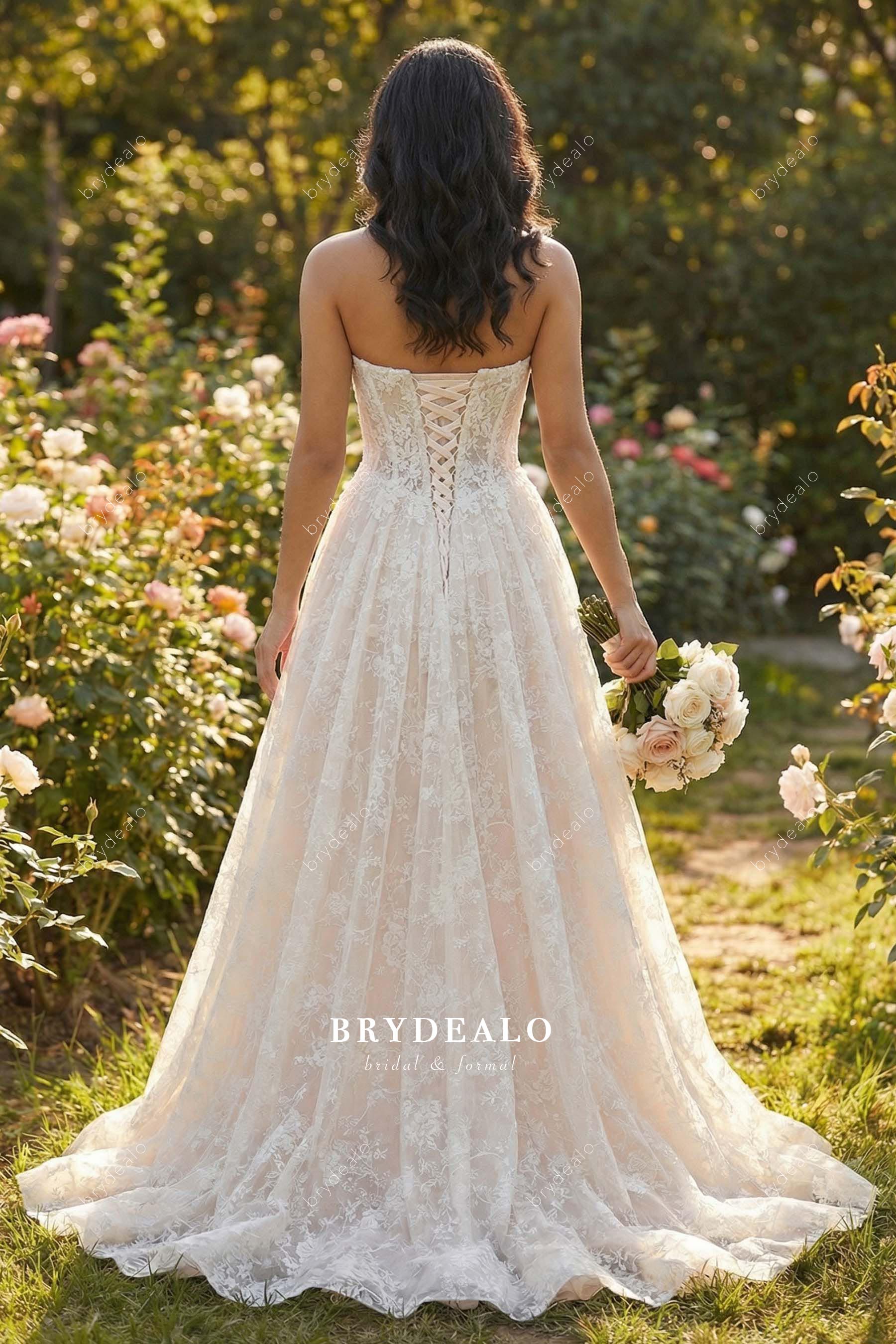 lace-up back lace wedding dress
