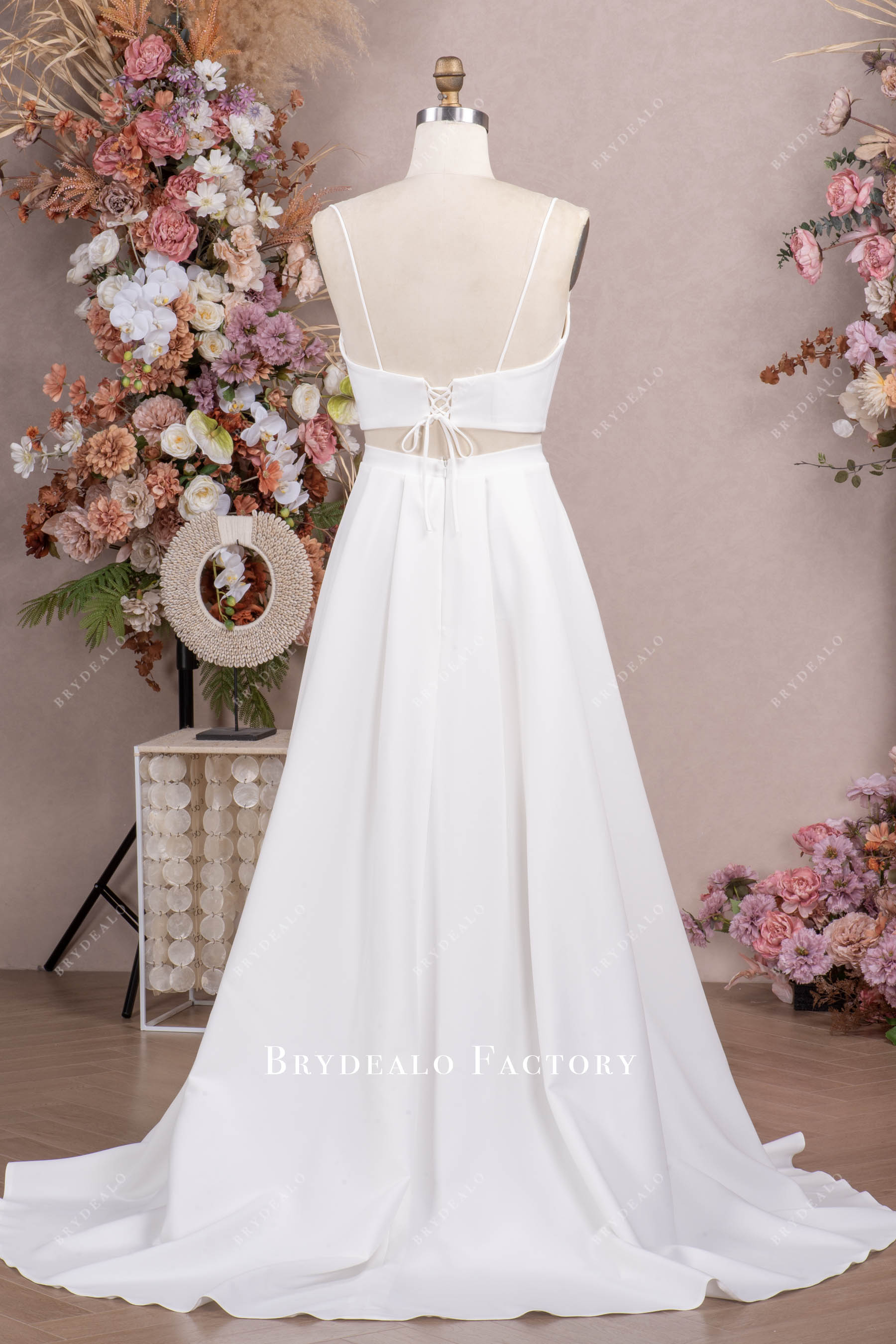 lace up back two-piece wedding dress