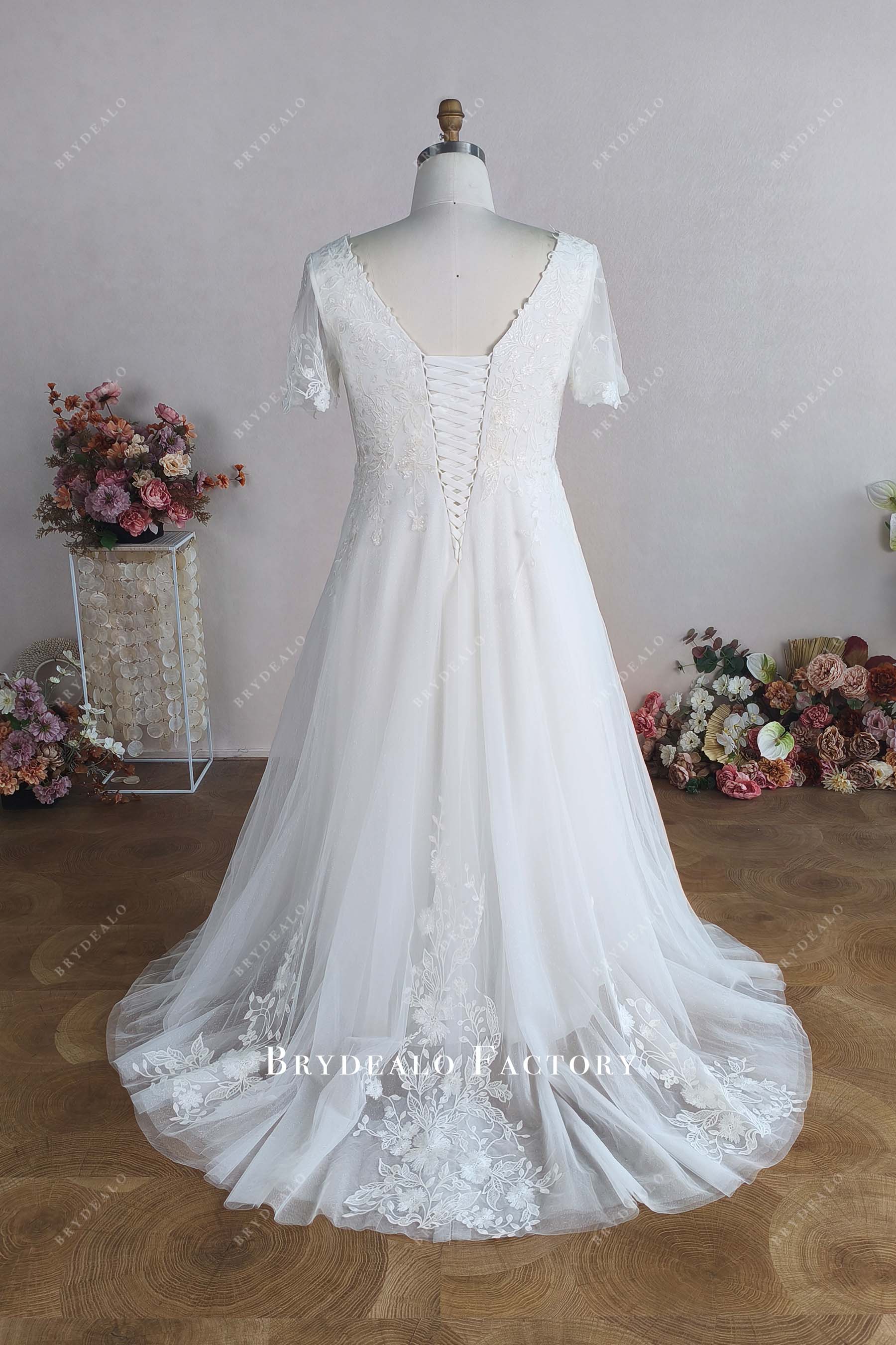 lace-up corset back wedding dress