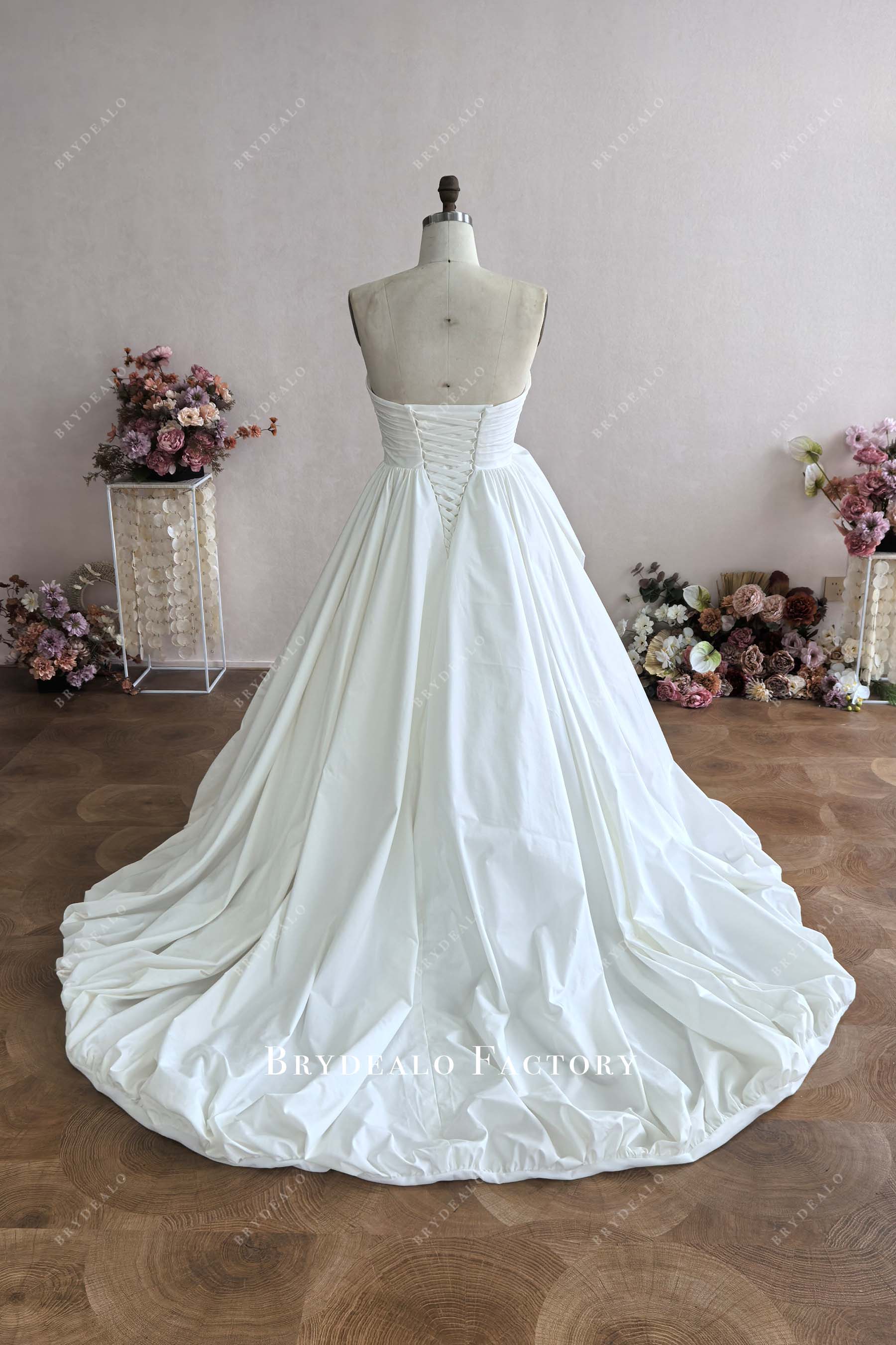 Custom Lace-up Corset Back Strapless Wedding Ballgown