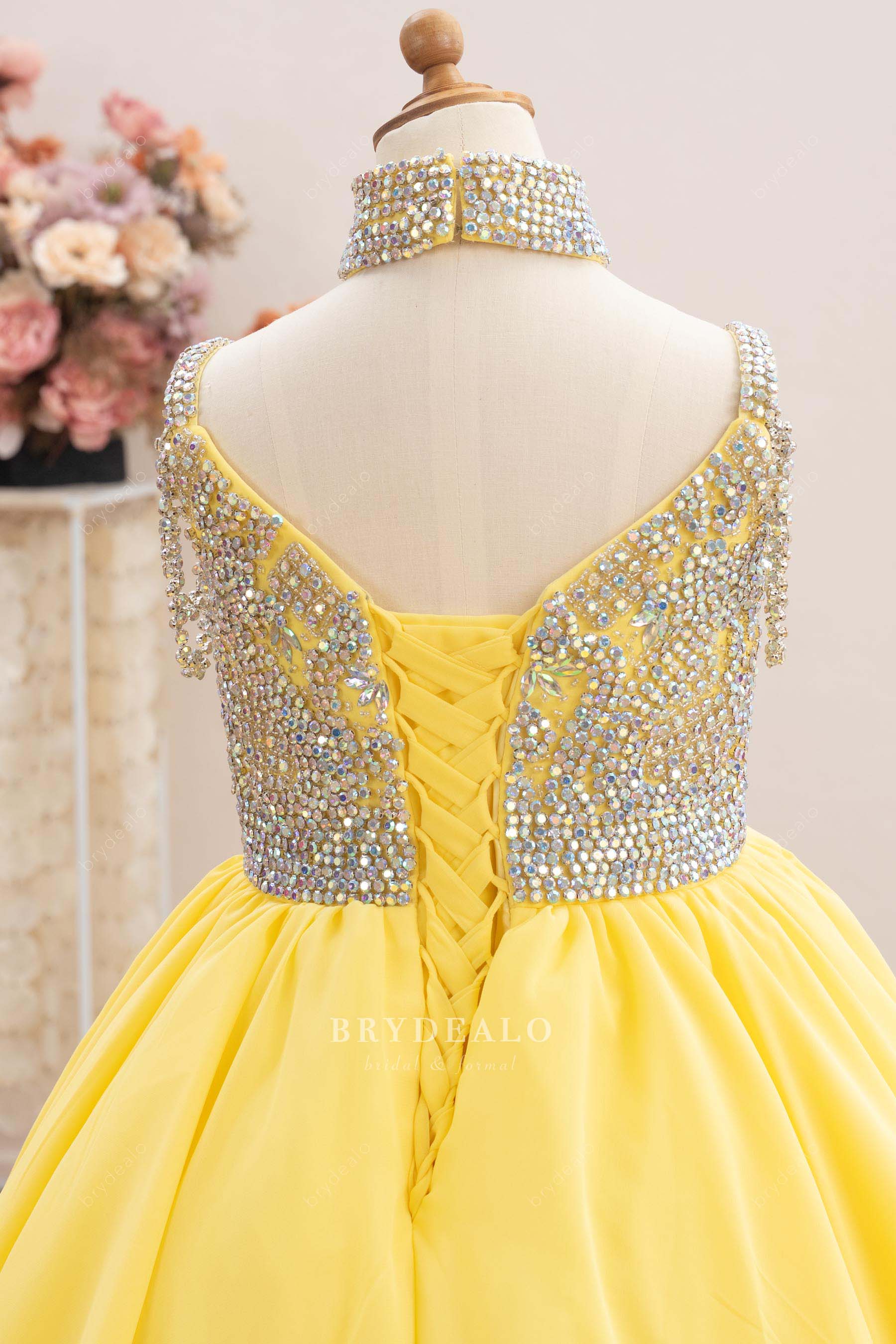 lace-up rhinestone kids pageant gown
