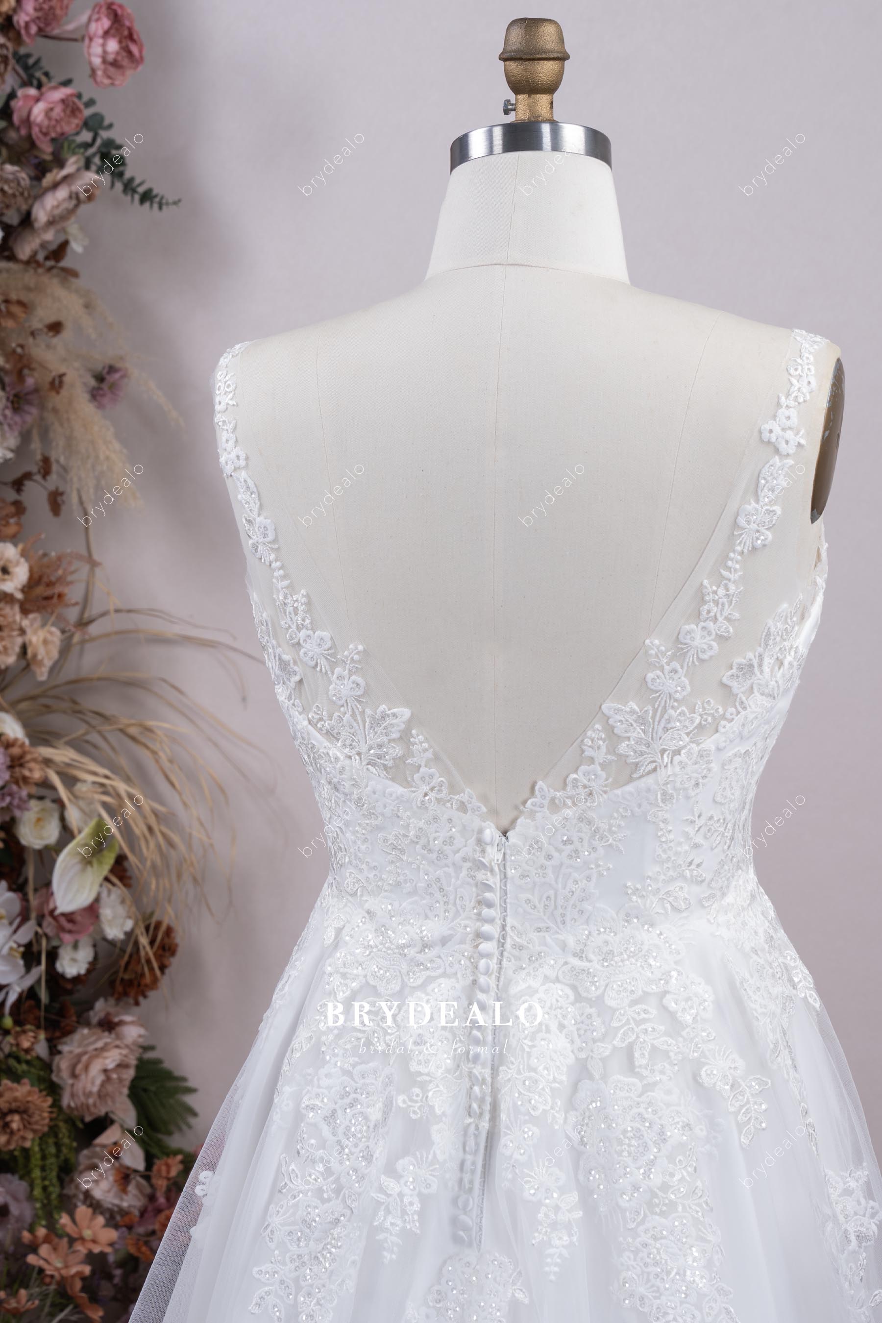 lace v-back wedding dress