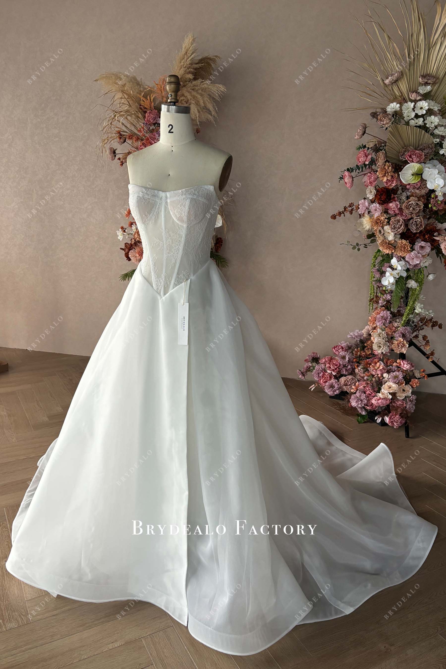 Sleeveless Strapless Slit Wedding Dress