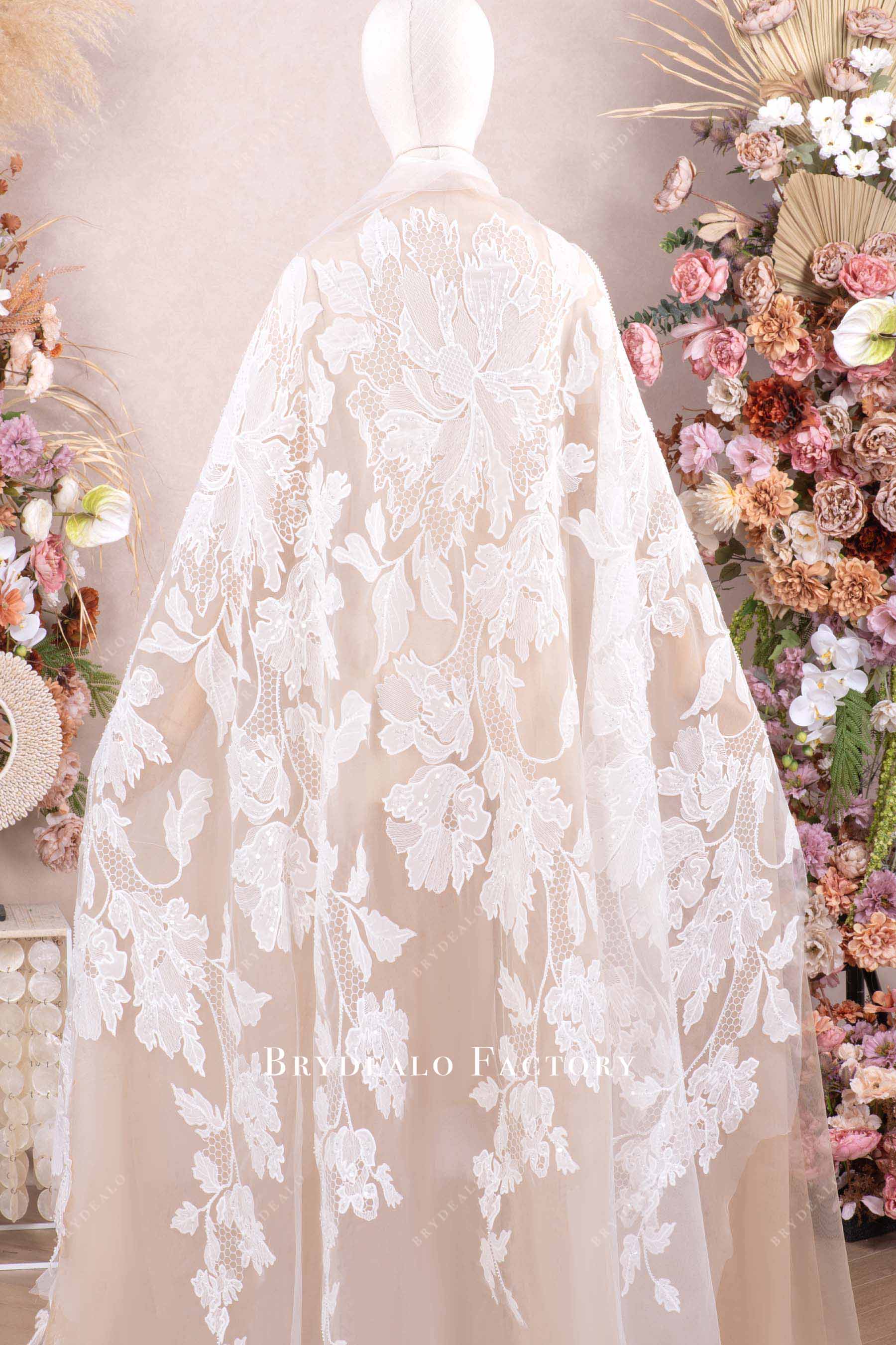 Large Clear Sequin Flower Motif Hollow Embroidery Lace Large Clear Sequin Flower Motif Hollow Embroidery Lace