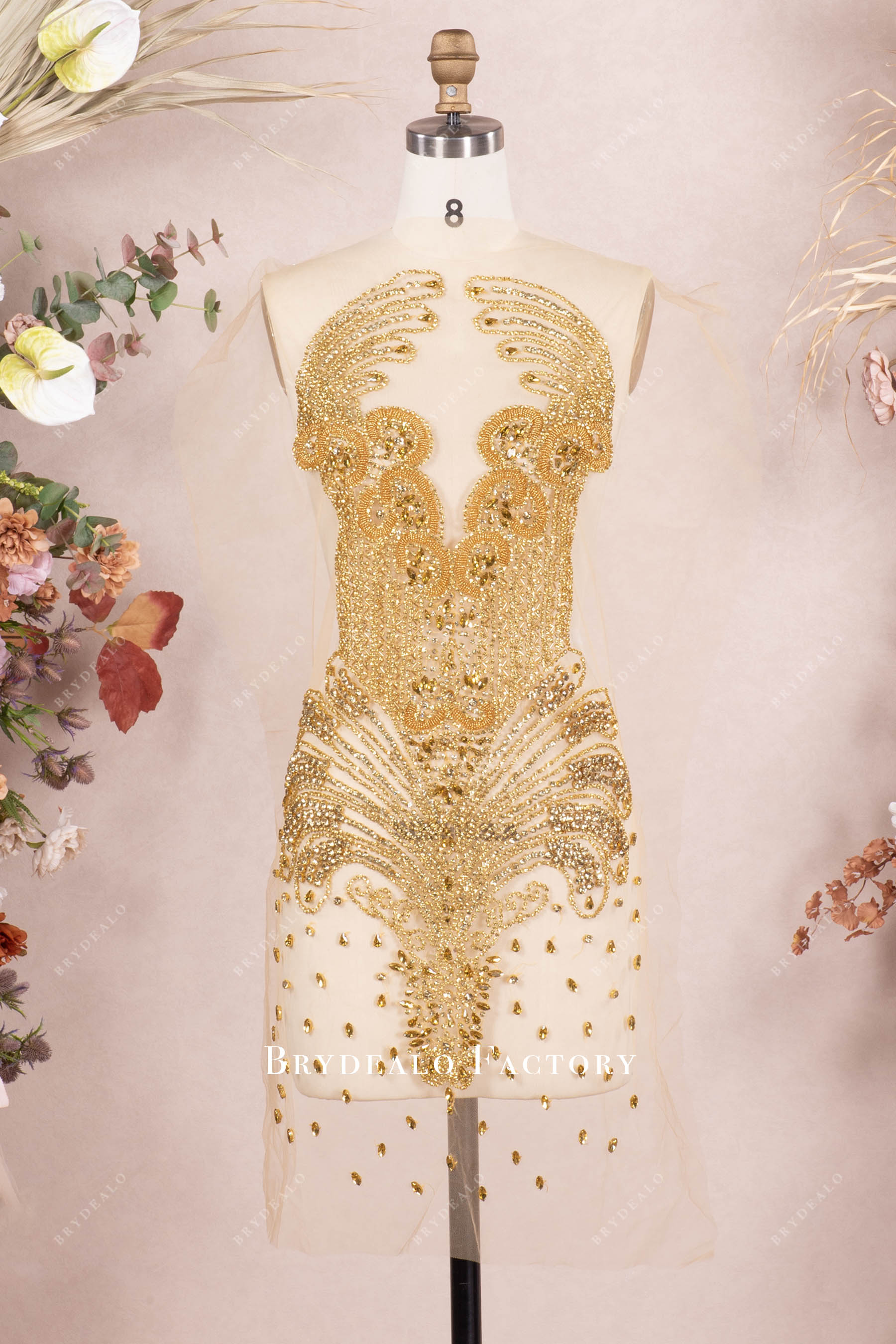 Large Hand-sewn Rhinestone Applique for Formal Dress Large Hand-sewn Rhinestone Applique for Formal Dress
