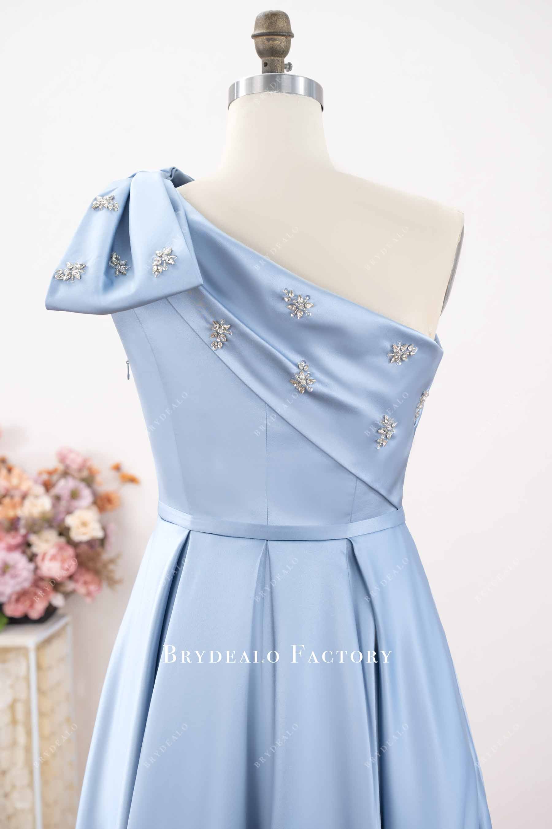 large shoulder bow formal dress