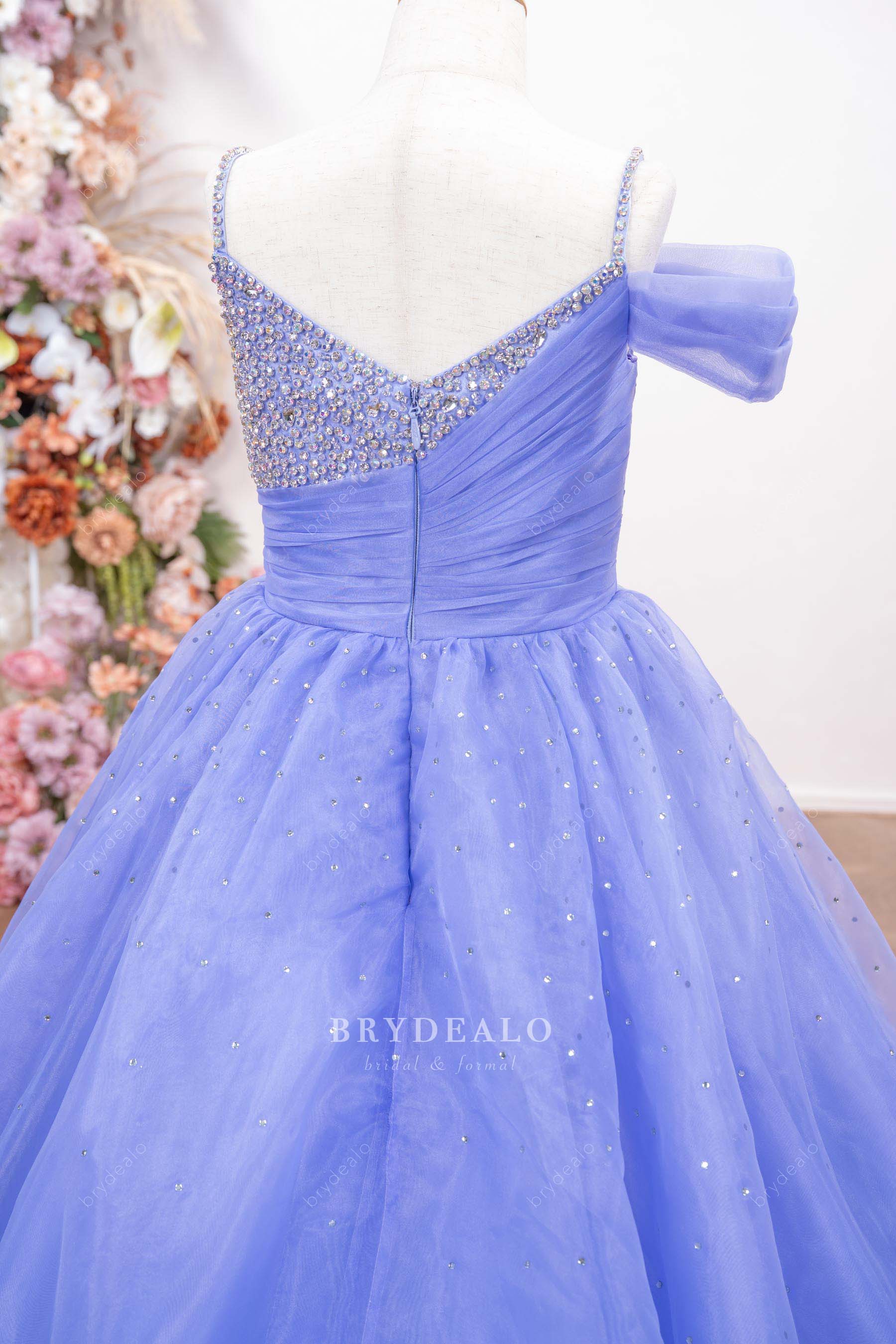 lavender rhinestone straps kids formal dress