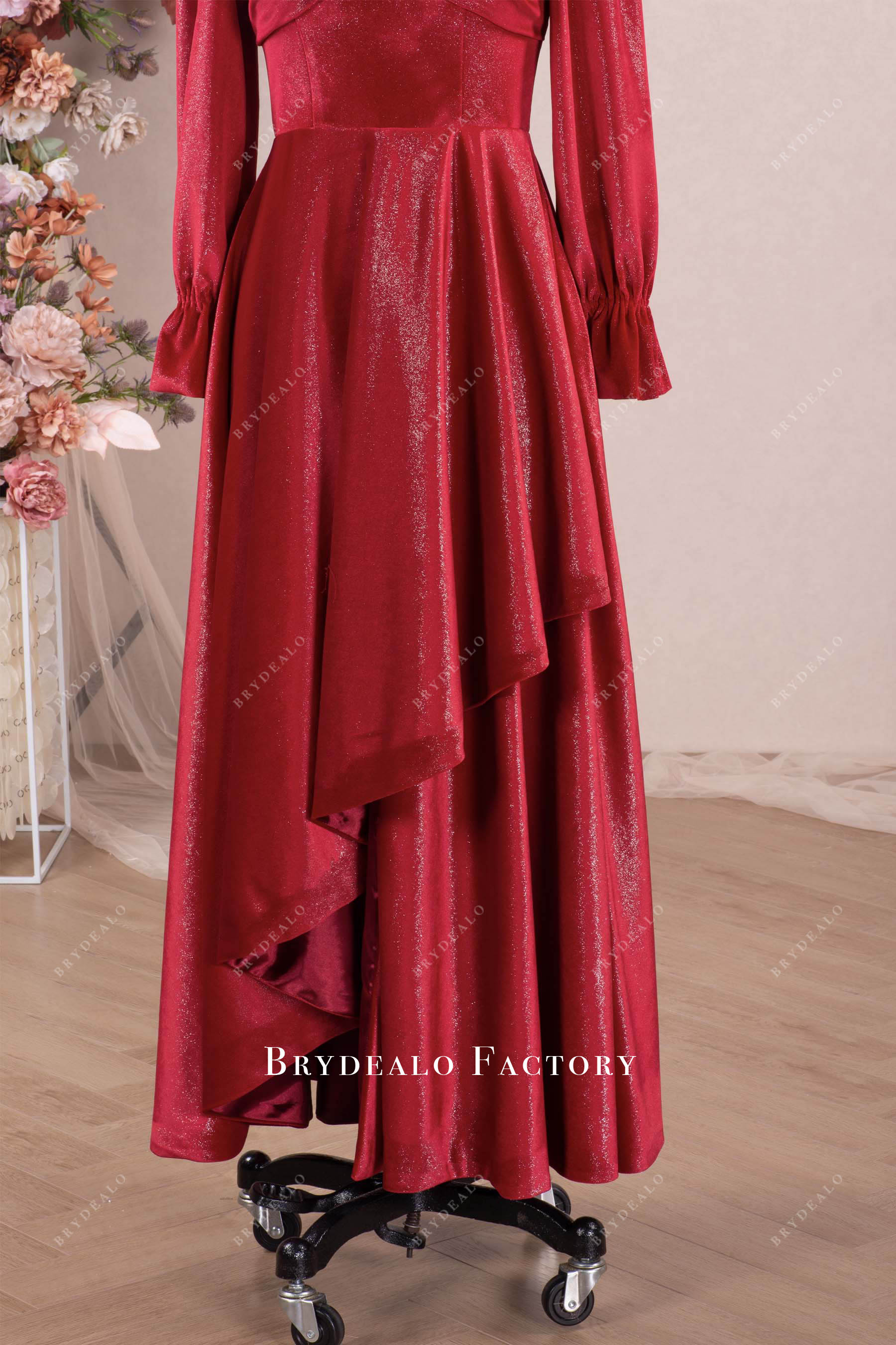 layered skirt velvet prom dress