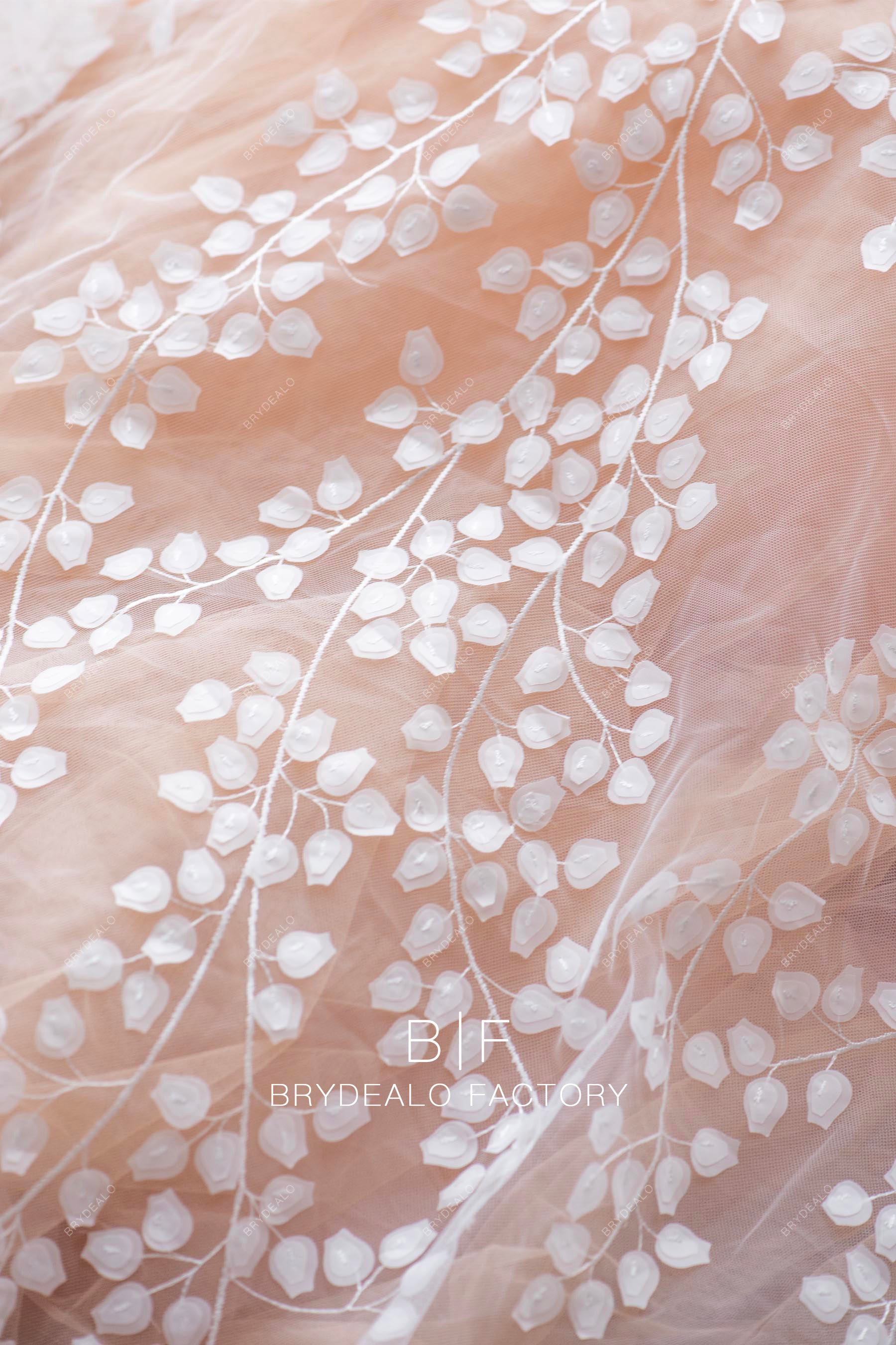 Sheer Mesh Sequin Lace with Leaf Motif Print & Metallic Embellishment Fabric