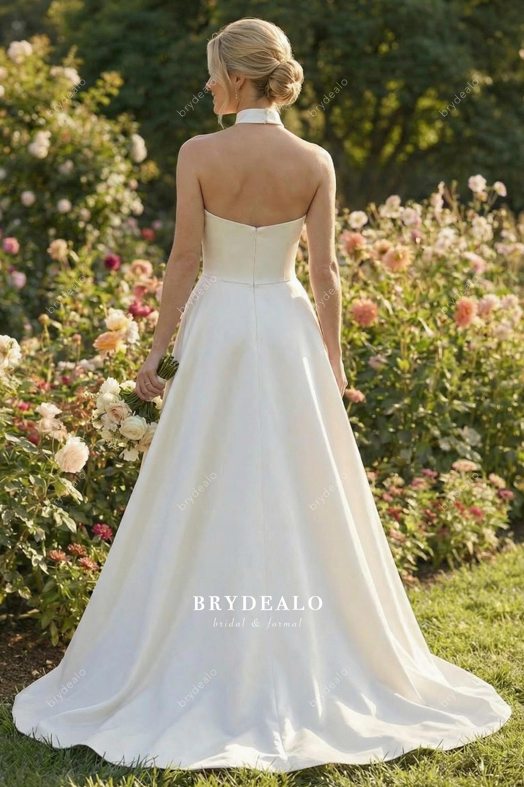 light ivory a line court train wedding dress