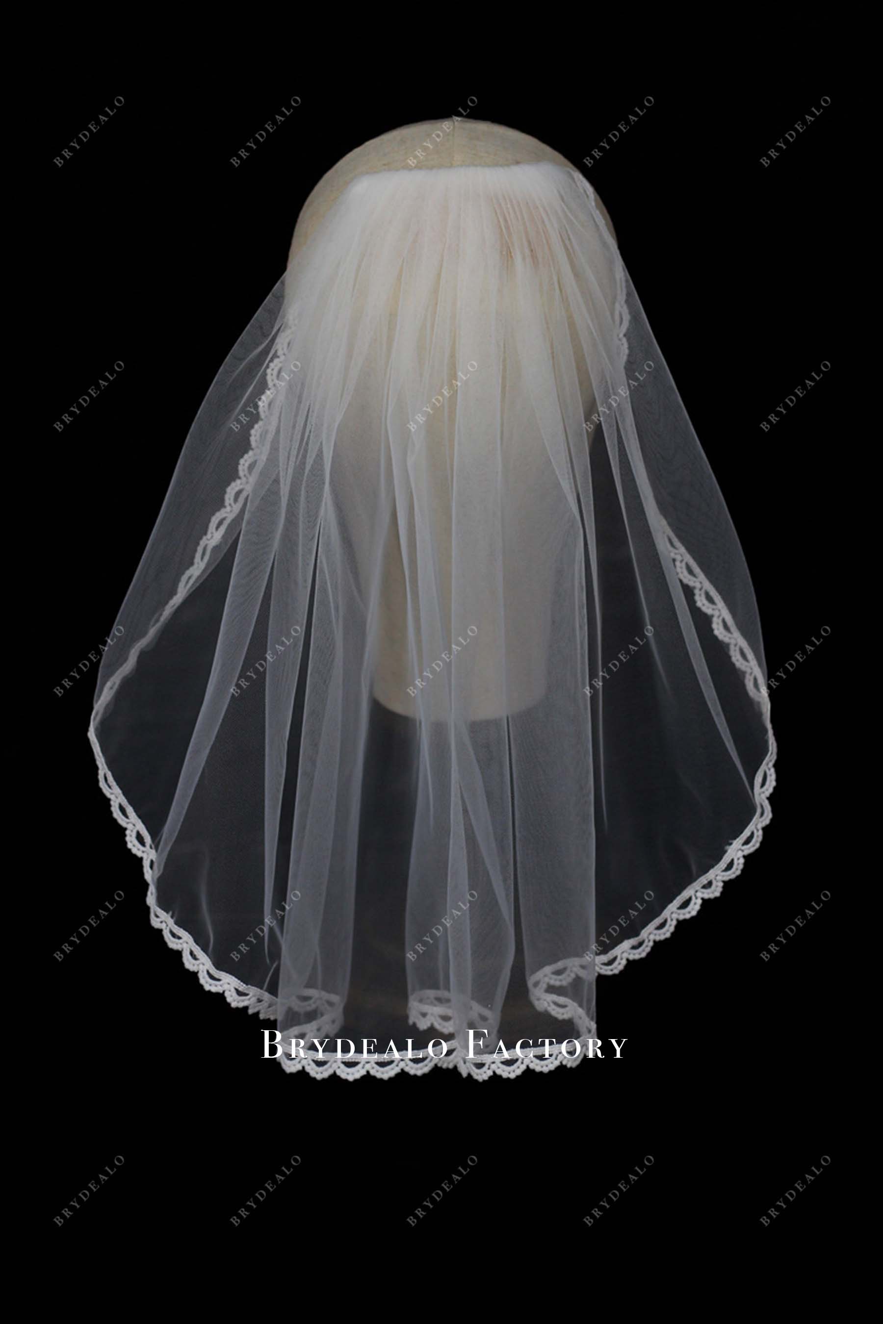 light ivory tulle lace edge bridal veil