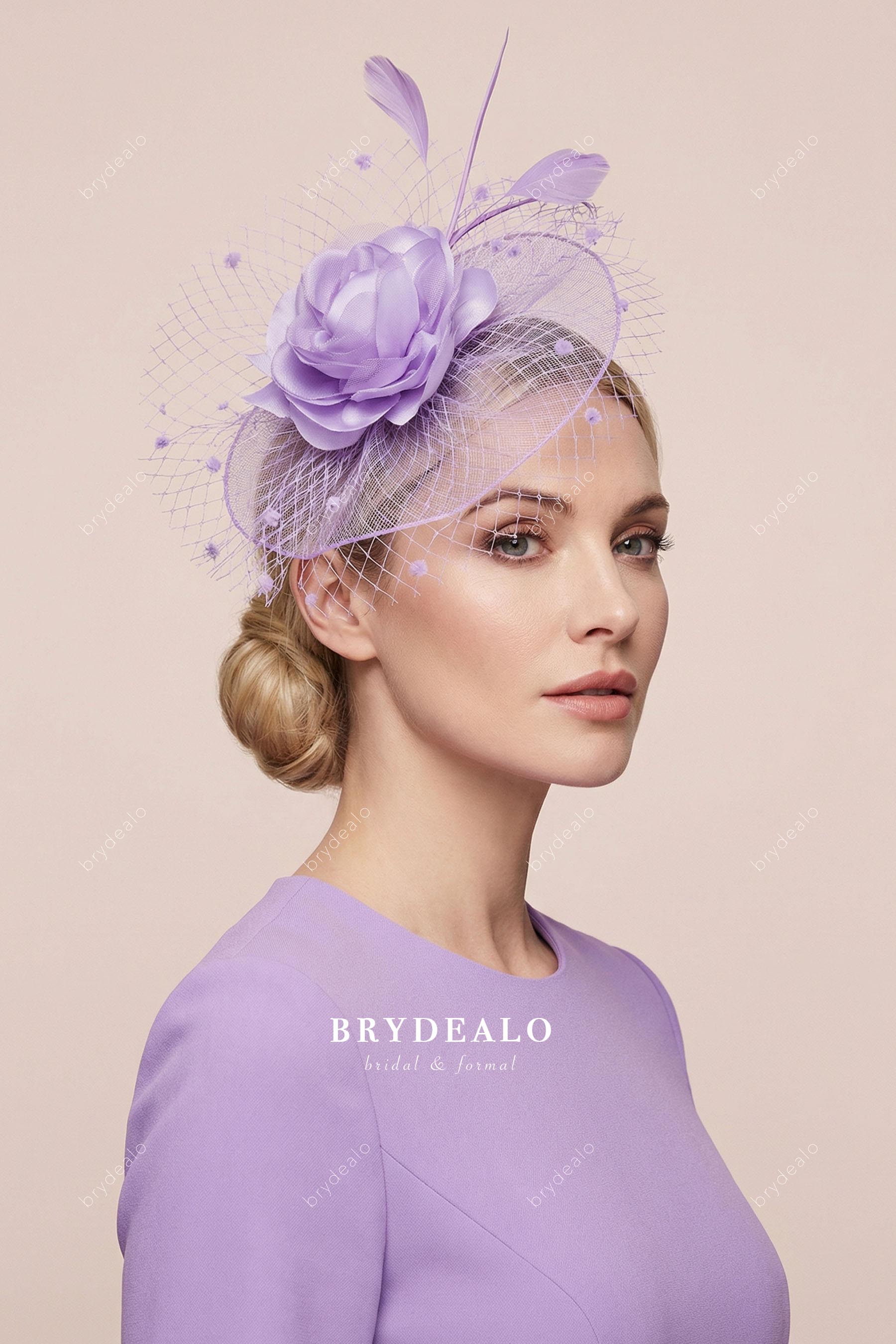 lilac mother of bride hat