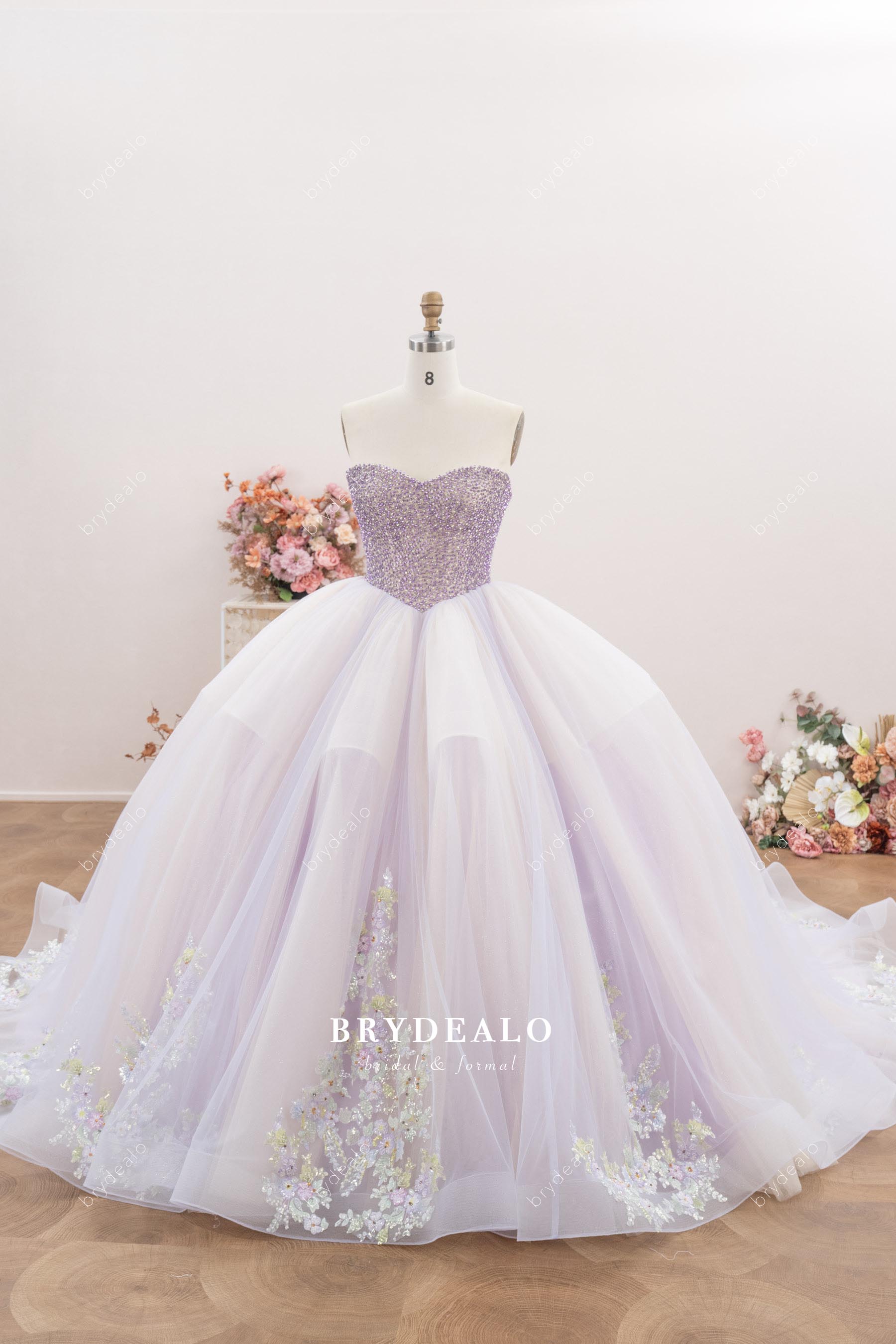 lilac sparkly rhinestone princess ballgown