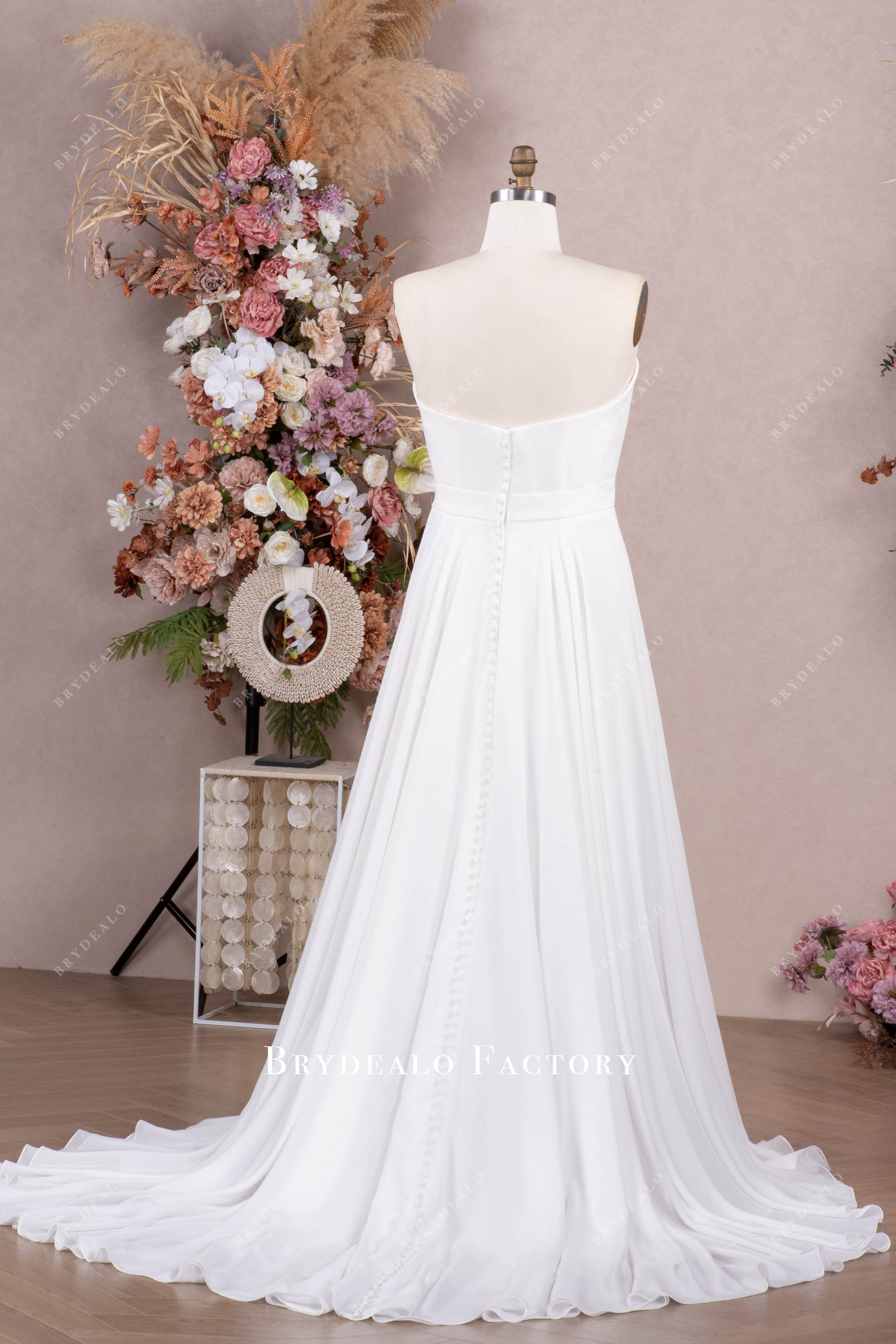 long chiffon Aline wedding gown