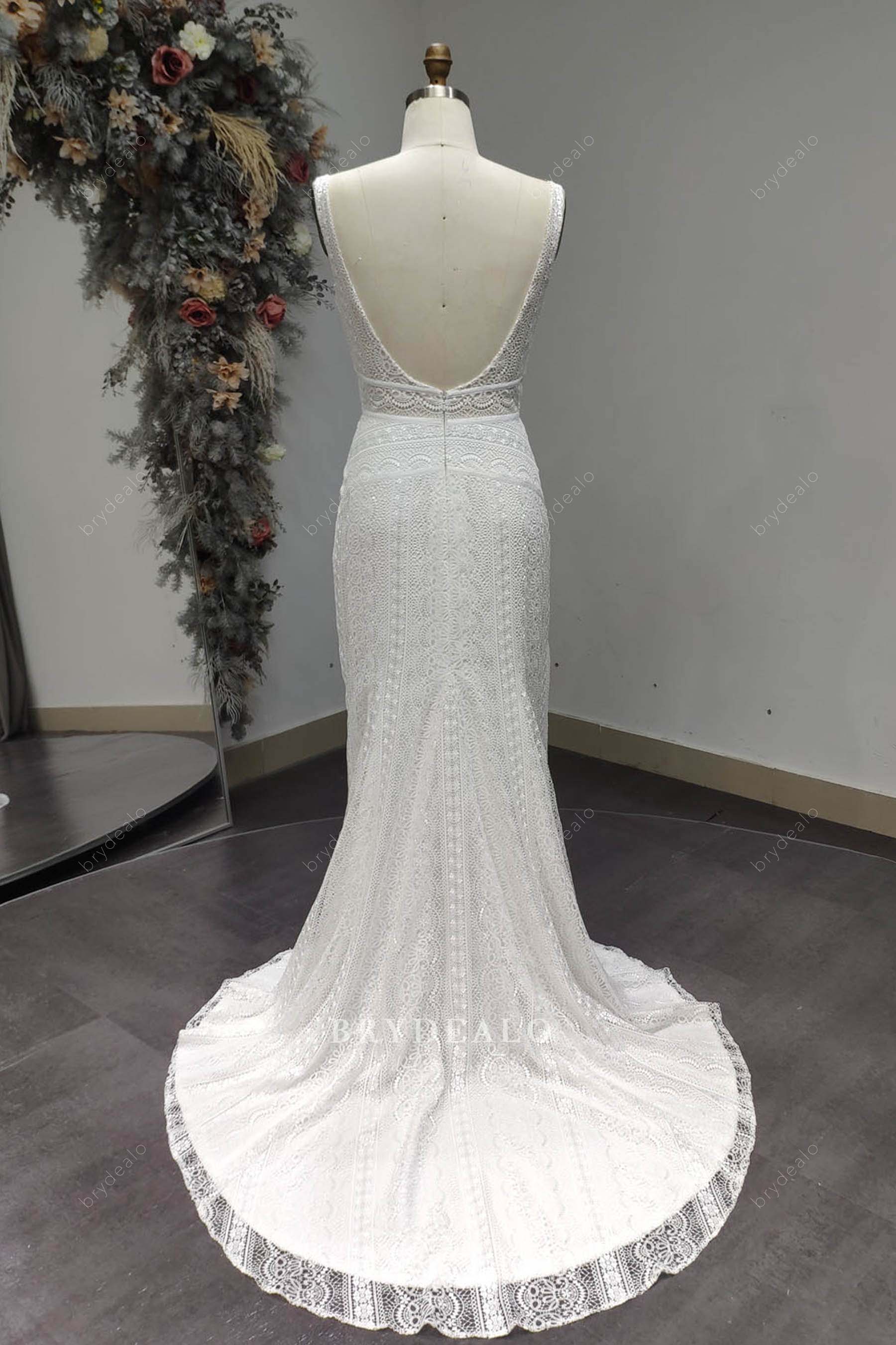 long mermaid lace wedding dress